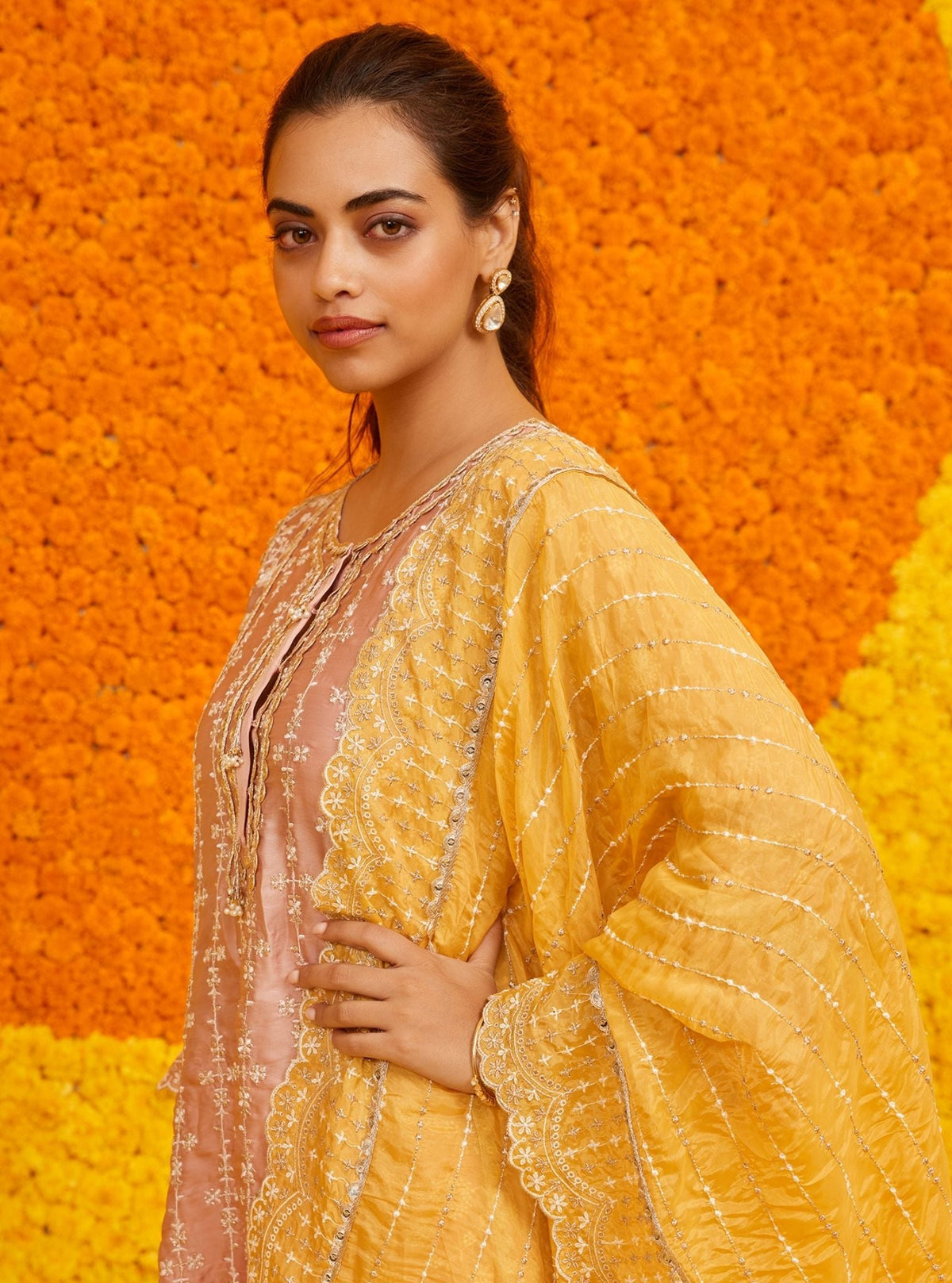 Saathiya Organza Satin Pink Kurta
