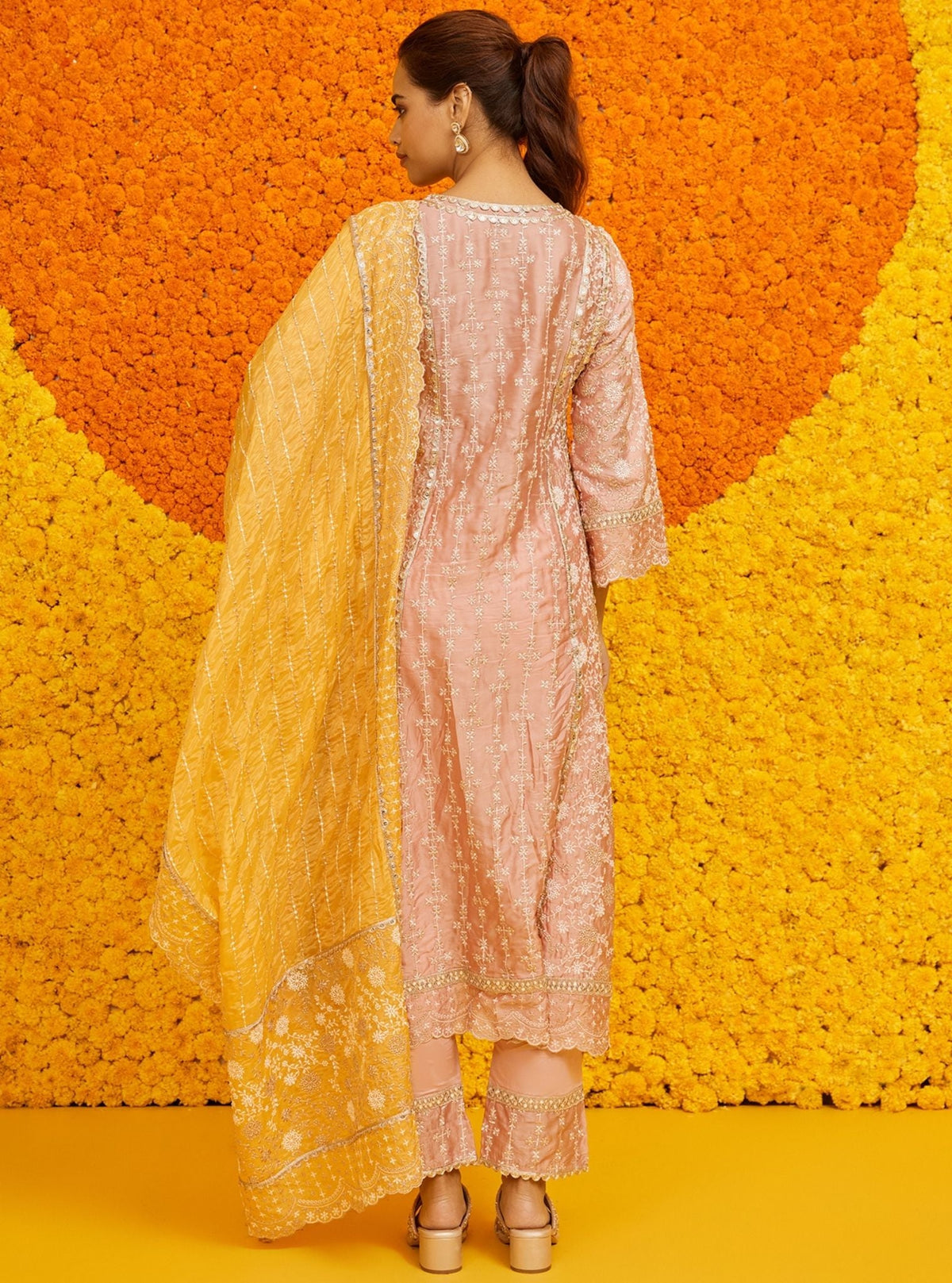 Saathiya Organza Satin Pink Kurta