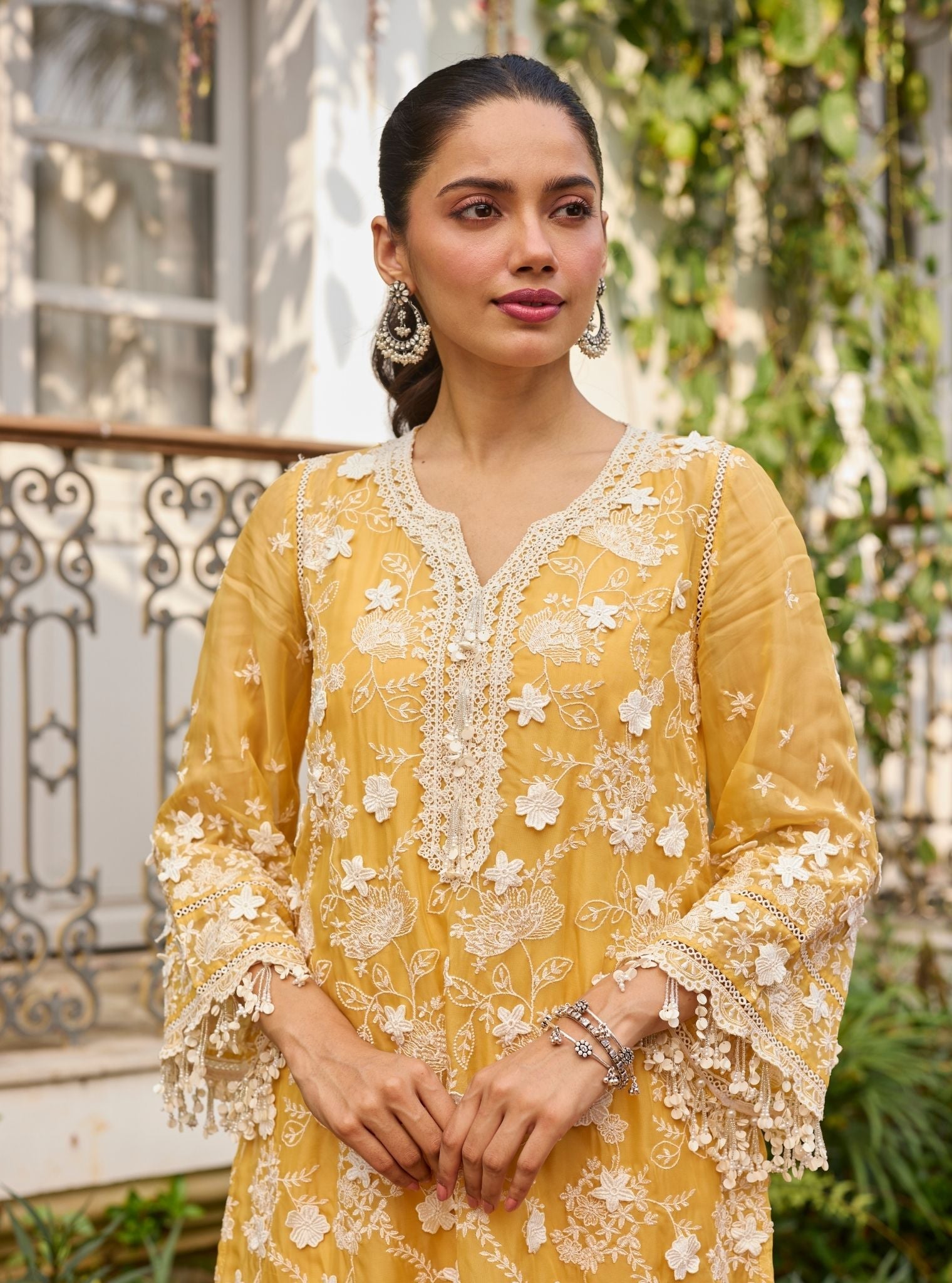 Vino Organza Yellow Kurta Set