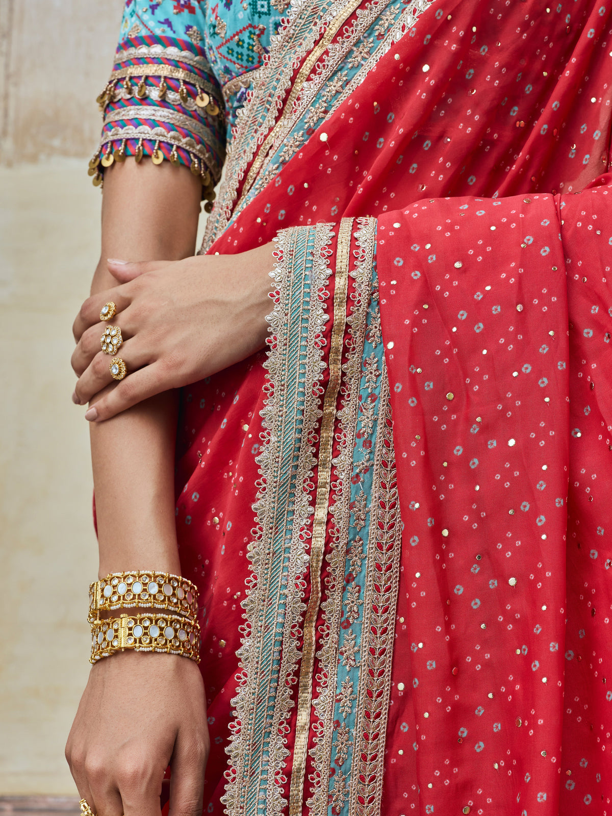 Subhi Bemberg HO Silk Printed Red Saree