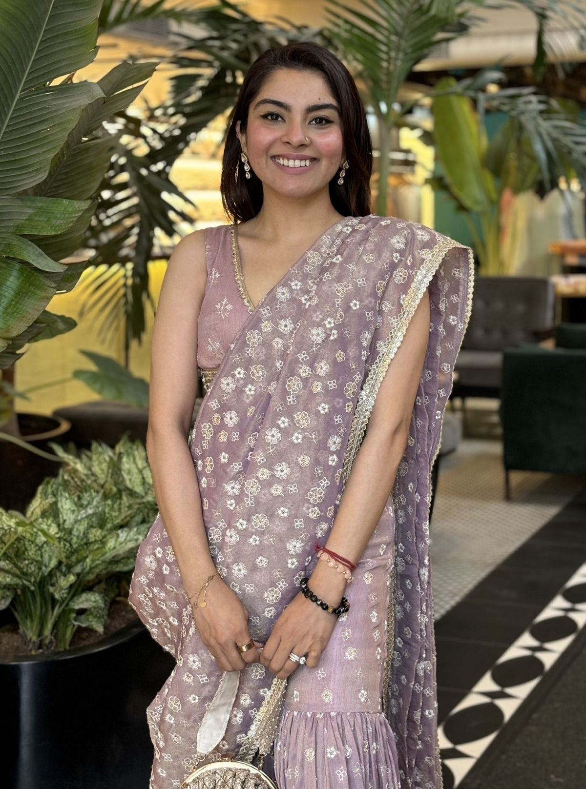 Salome Royal Tissue + Tissue Linen Satin Lilac Garara Saree