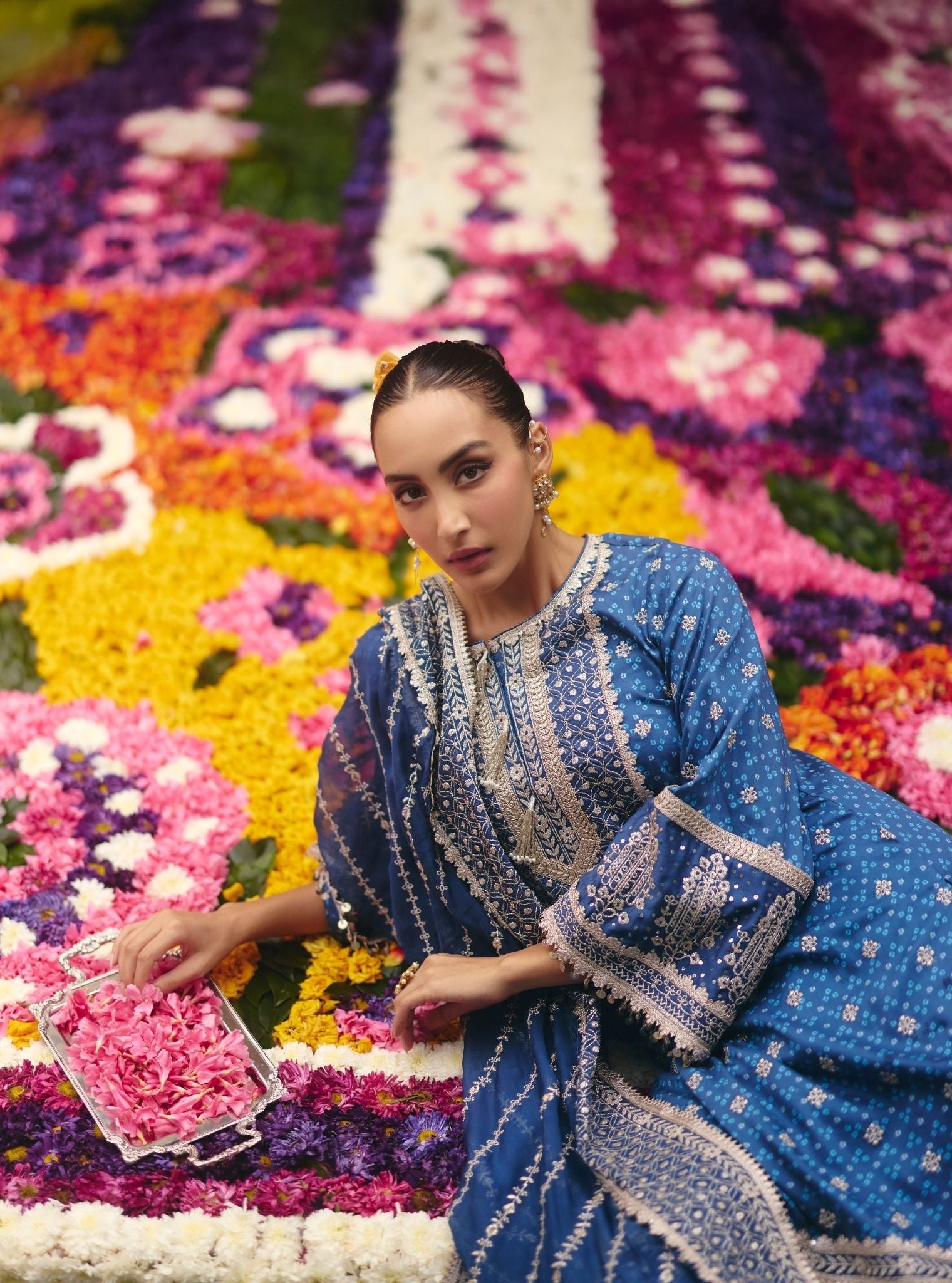 Mulmul Organza Lari Navy Dupatta