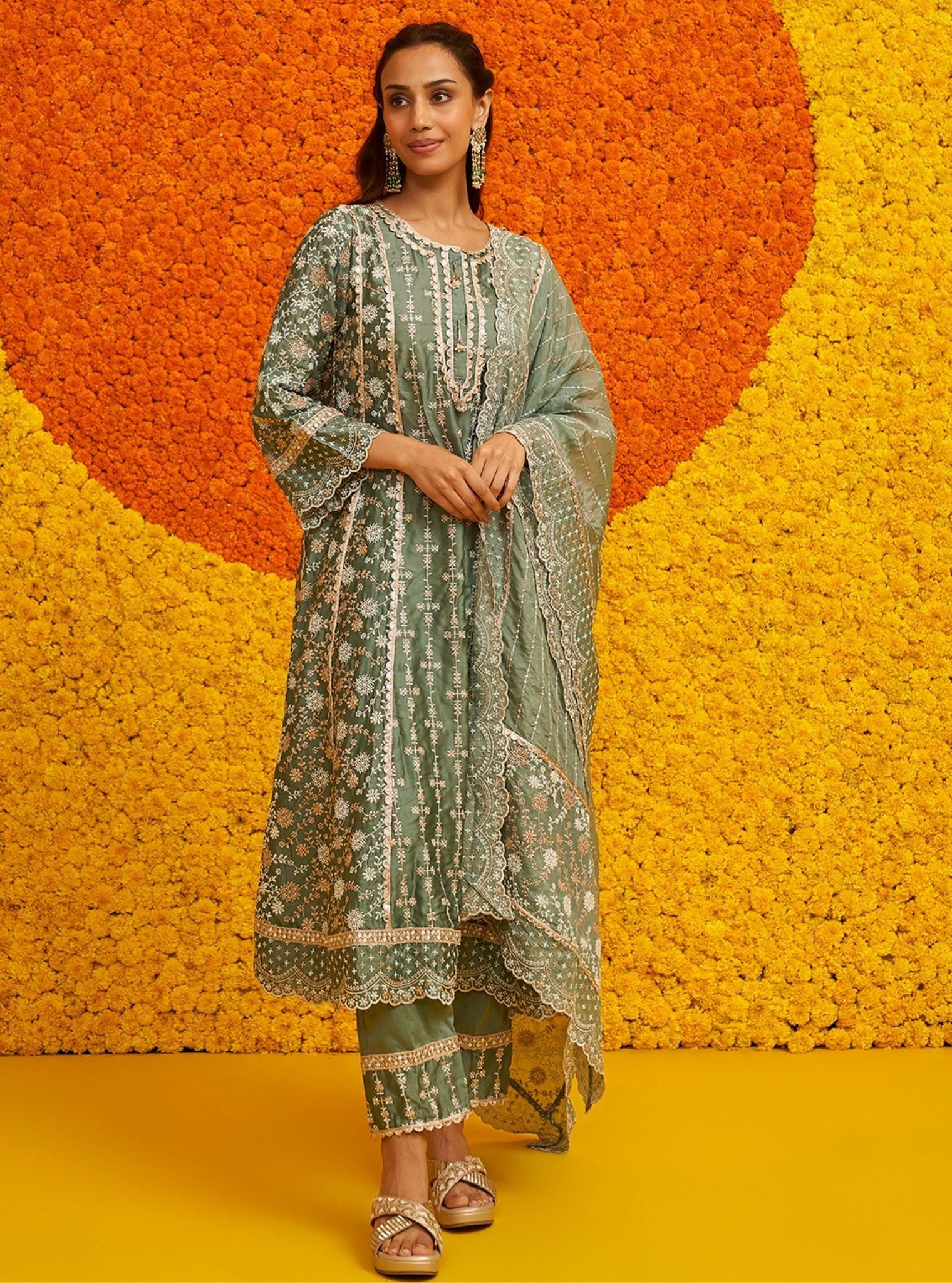 Mulmul HO Silk Saathiya Teal Blue Dupatta