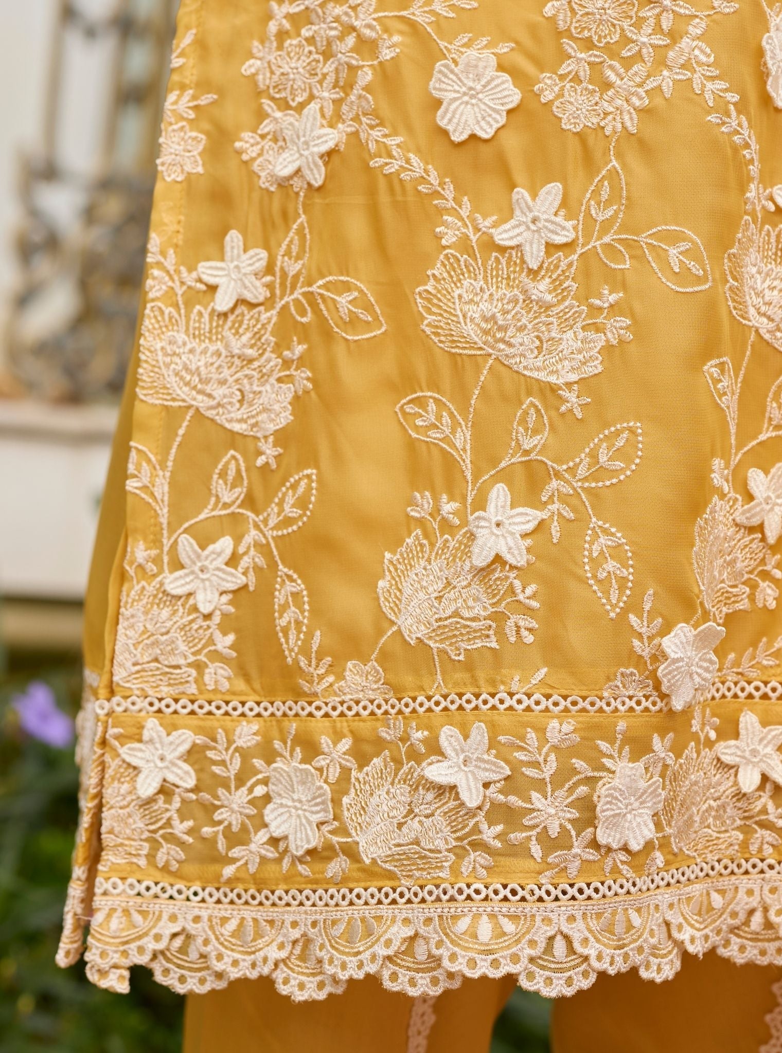 Vino Organza Yellow Kurta Set