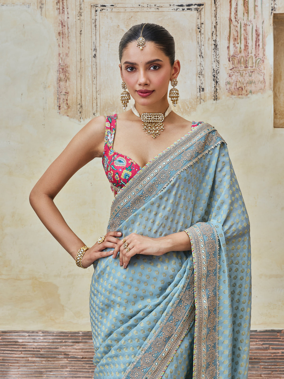 Sanjali Banarasi Blue Saree