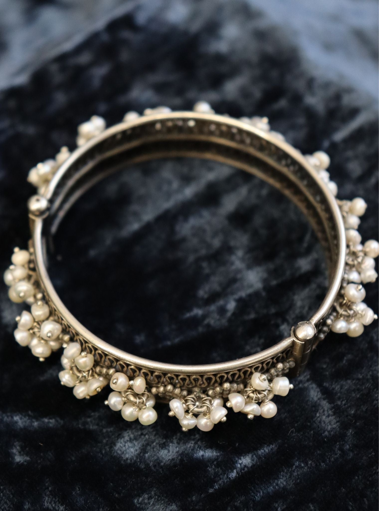 Pure Silver Pearl Pancheli Bangle