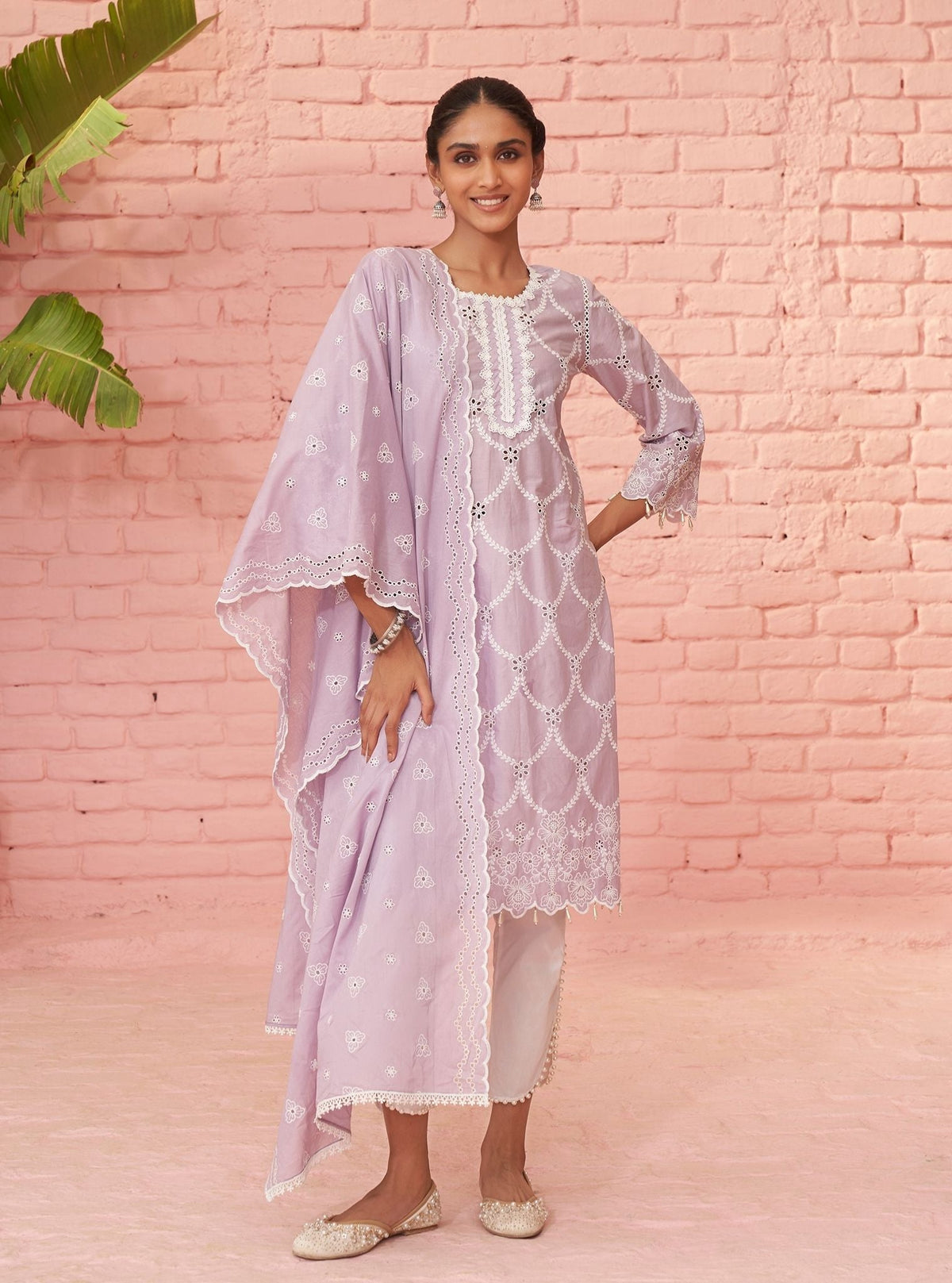 Aashay Supima Cotton Lilac Kurta Set