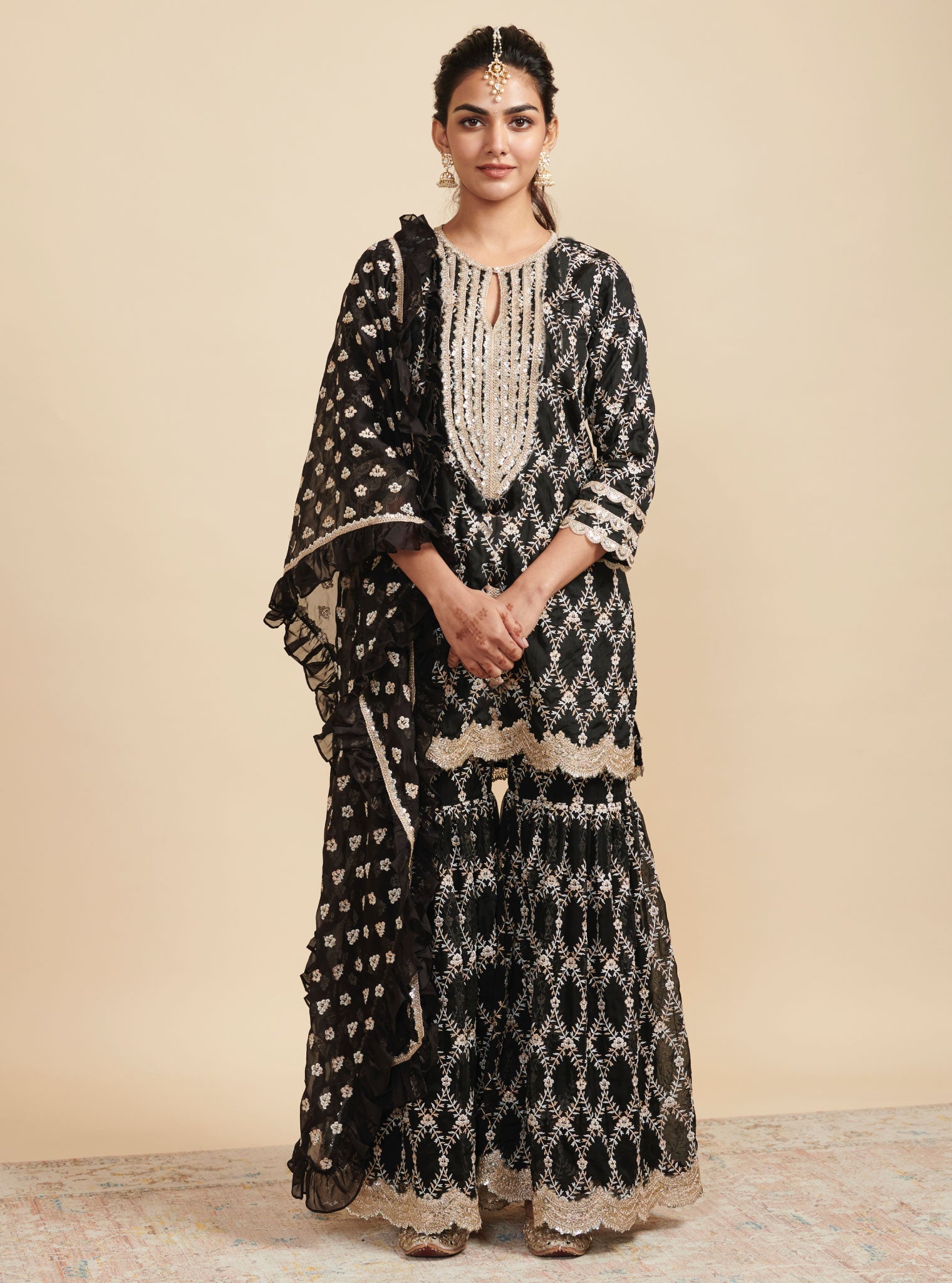 Mulmul Organza Kajra Black Garara