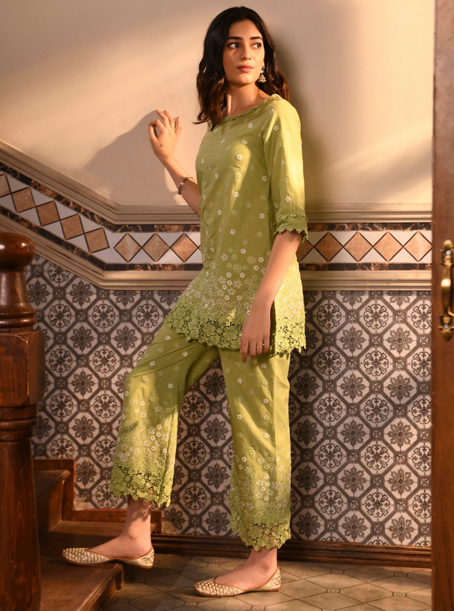 Amiya Supima Cotton Light Green Kurta Set