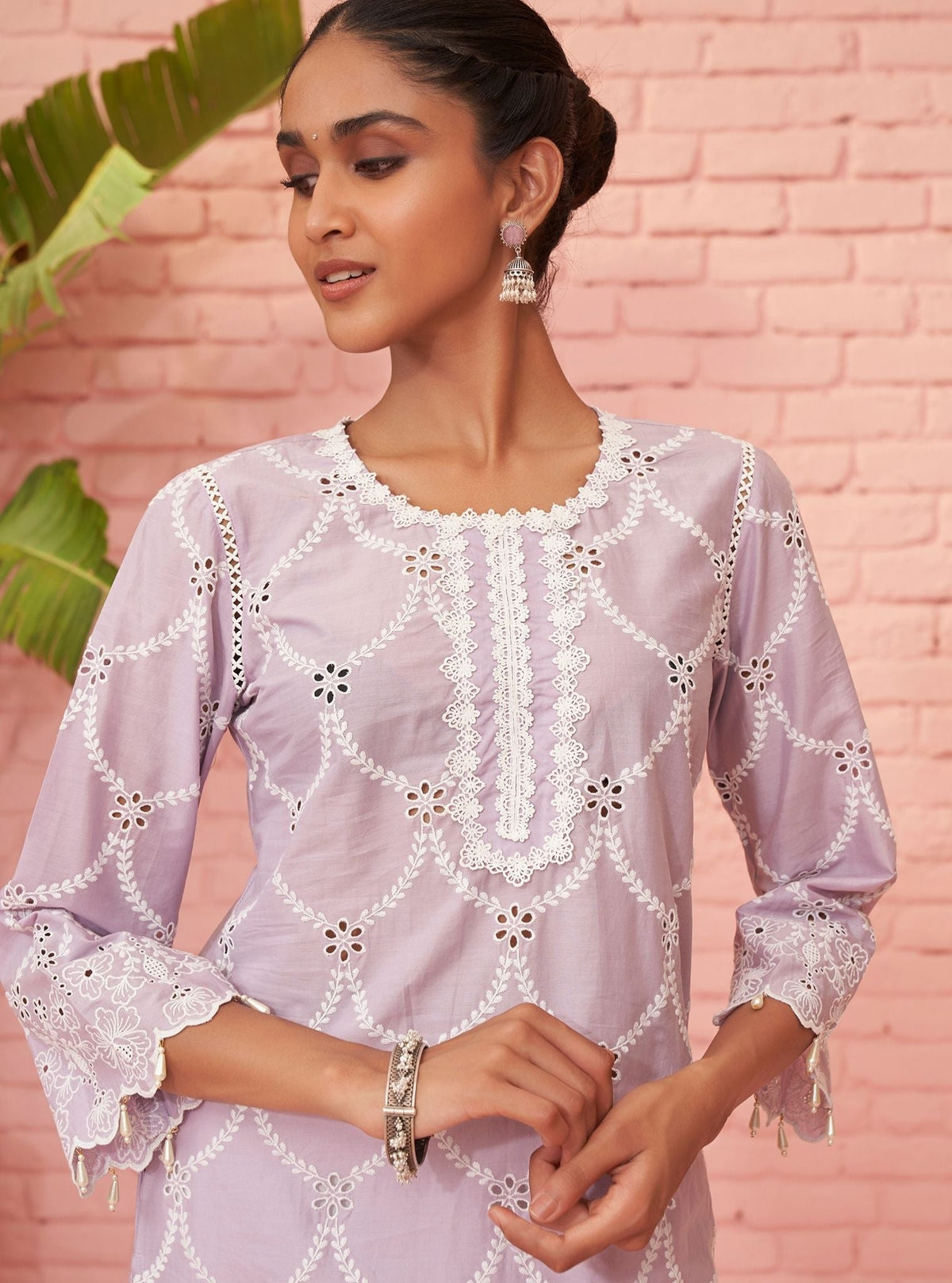 Aashay Supima Cotton Lilac Kurta Set