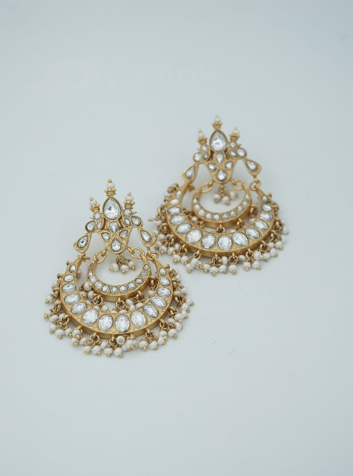 Pure Silver Polki Double Chandbali