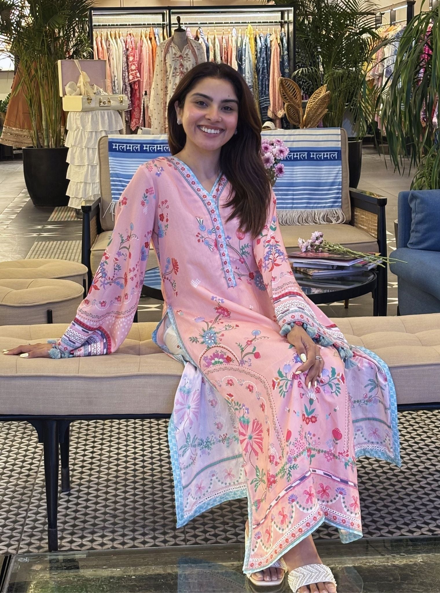 Saeli Lawn Printed Pink Kurta Set