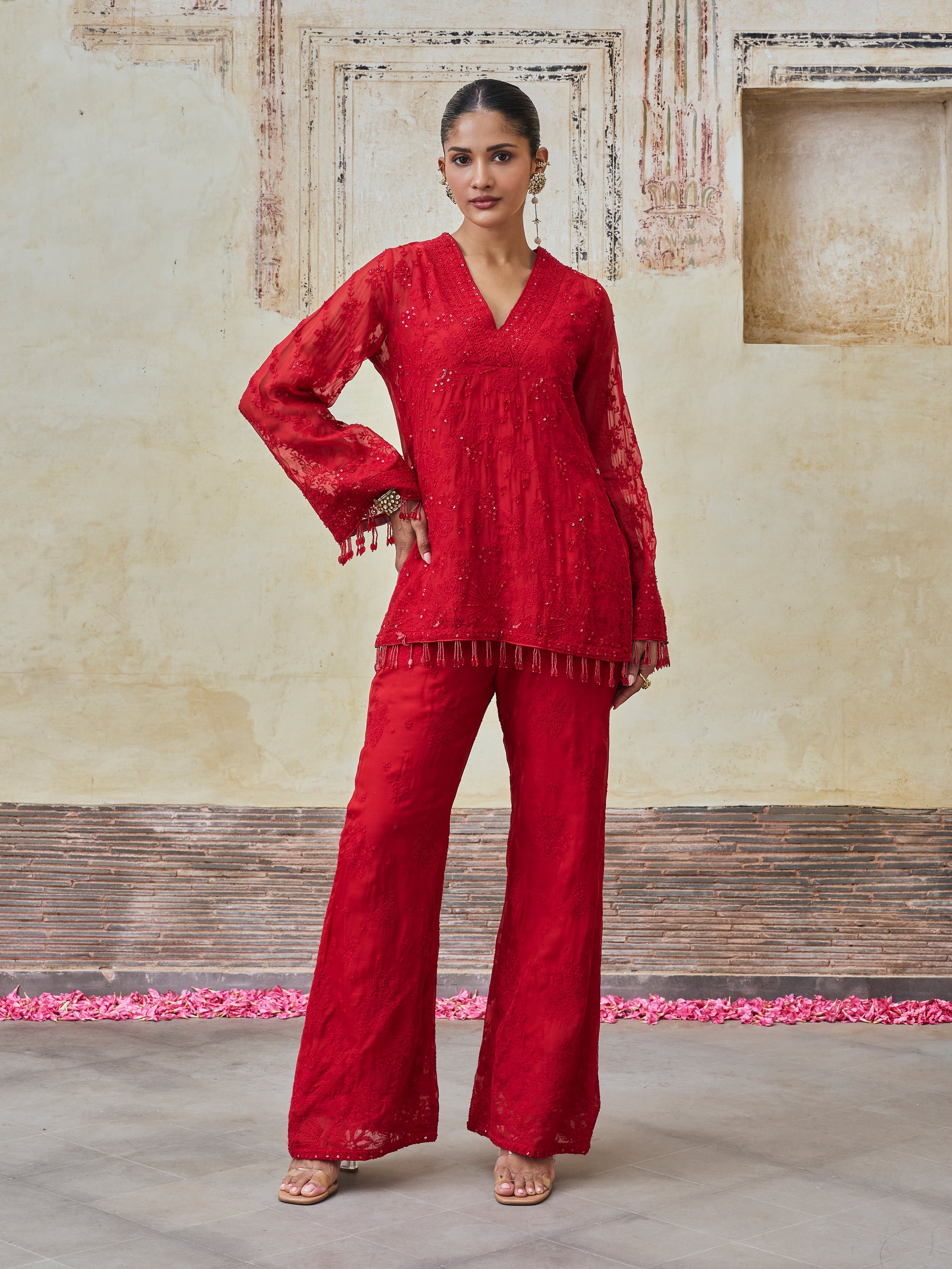 Reja Organza Red Co-ord Set