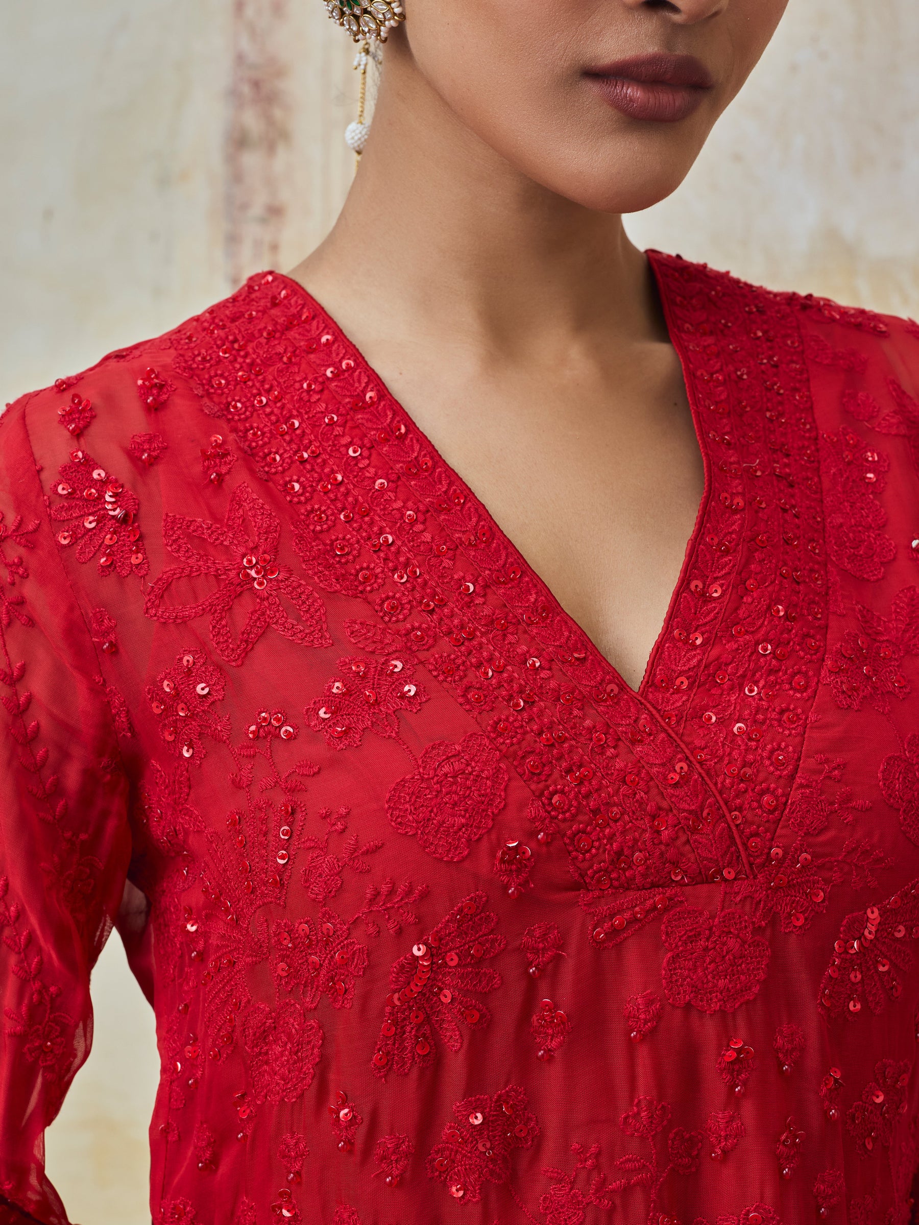 Reja Organza Red Co-ord Set