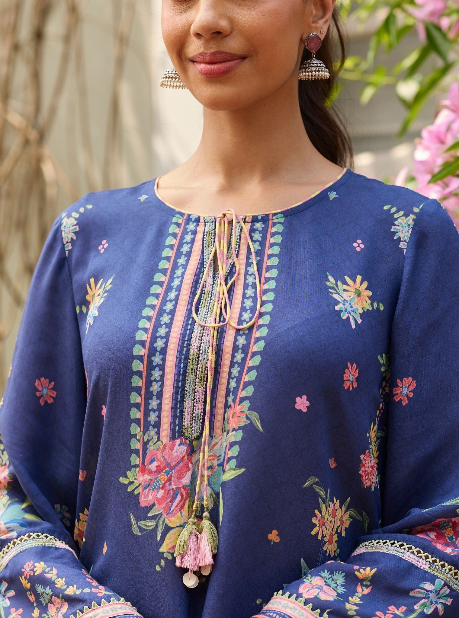 Enaara Lawn Navy Kurta With Farshi Salwar