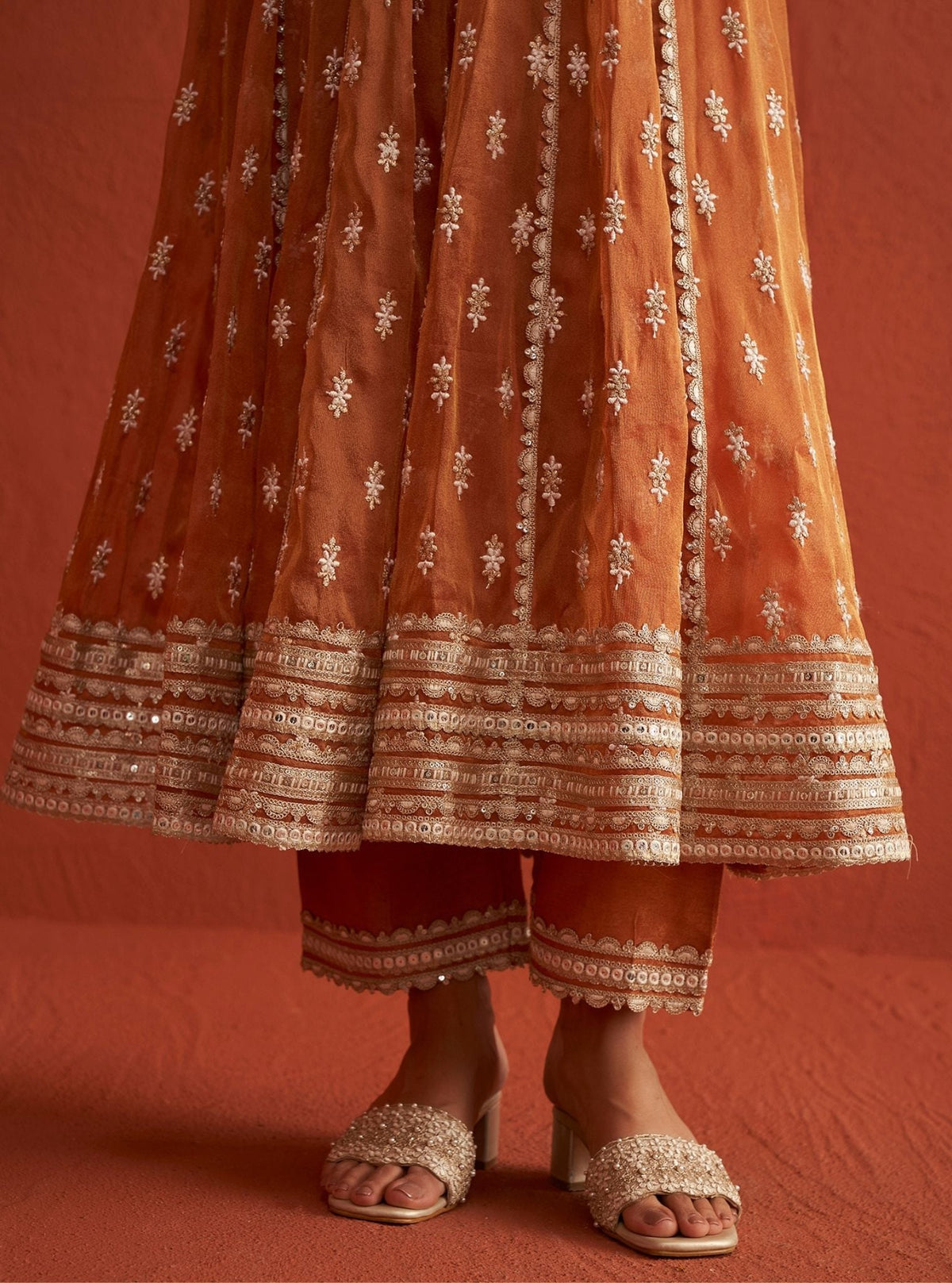 Genda Tissue Linen Satin Burnt Orange Pant