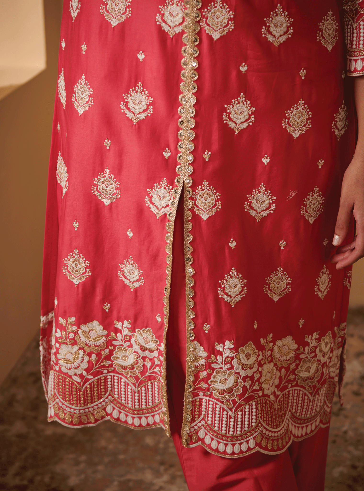 Periyar Pima Satin Fuchsia Kurta Set