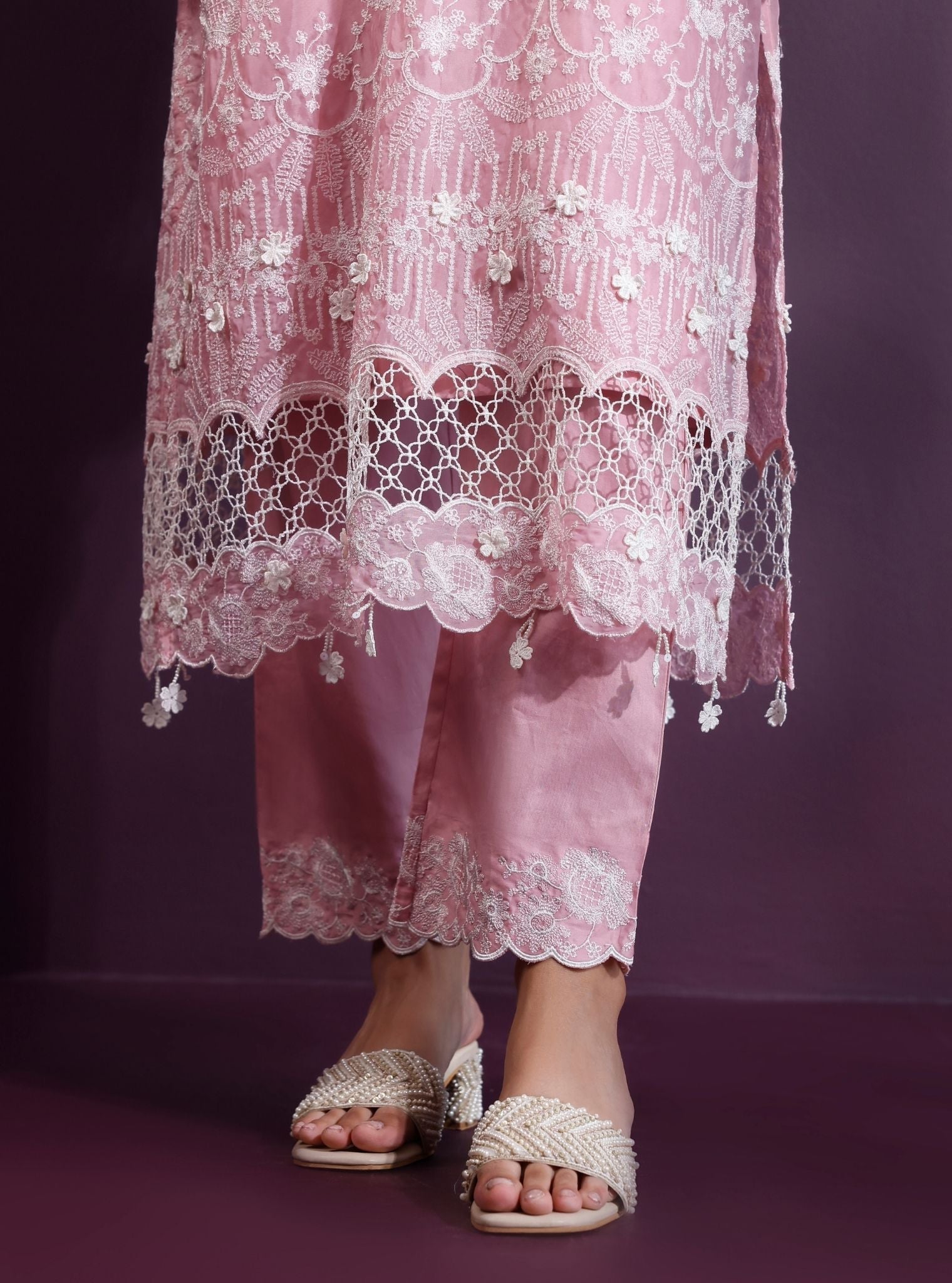 Ina Organza Onion Pink Kurta Set