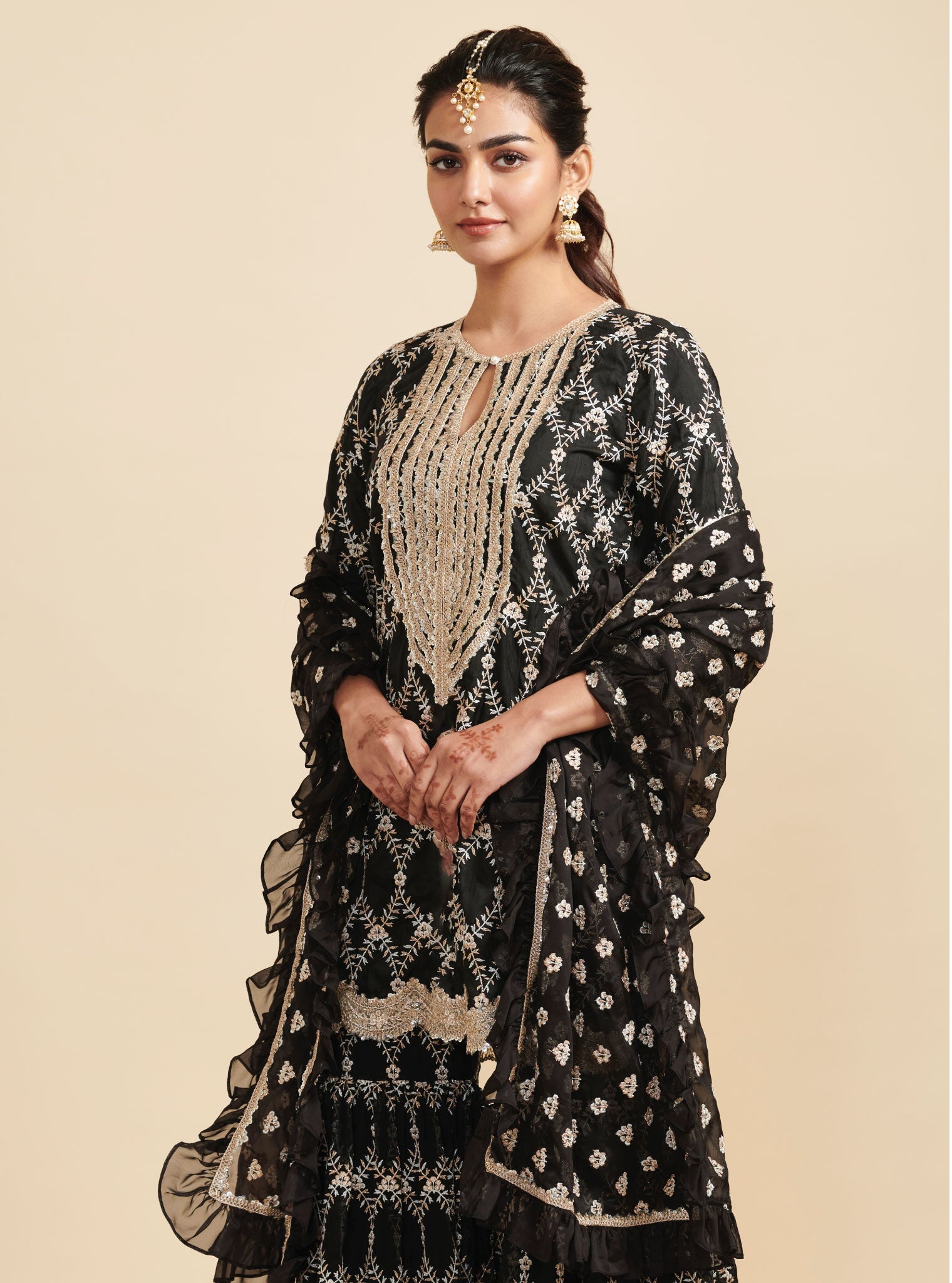 Mulmul Organza Kajra Black Garara