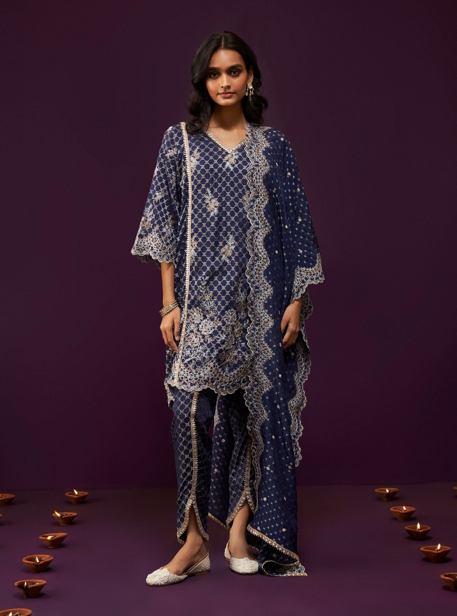 Giacinta Banarsi Navy Kurta Set