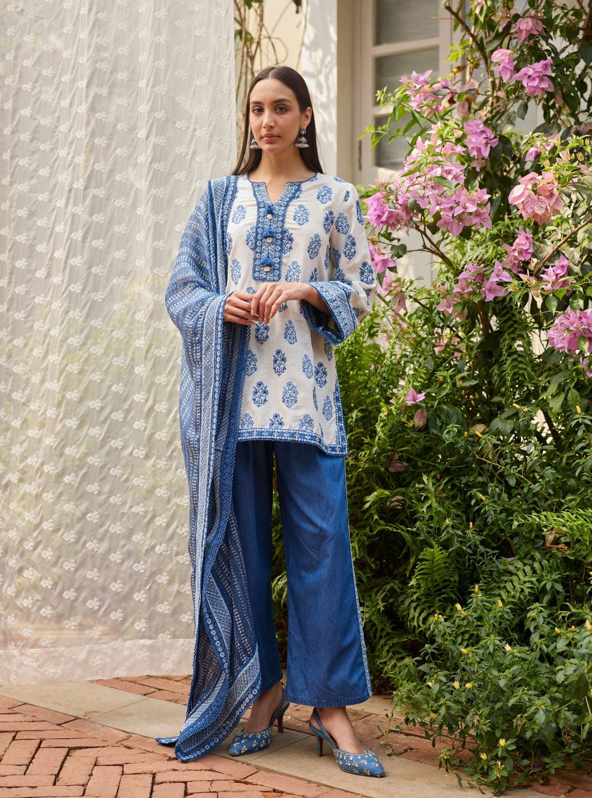 Rano Linen Off White Kurta Set