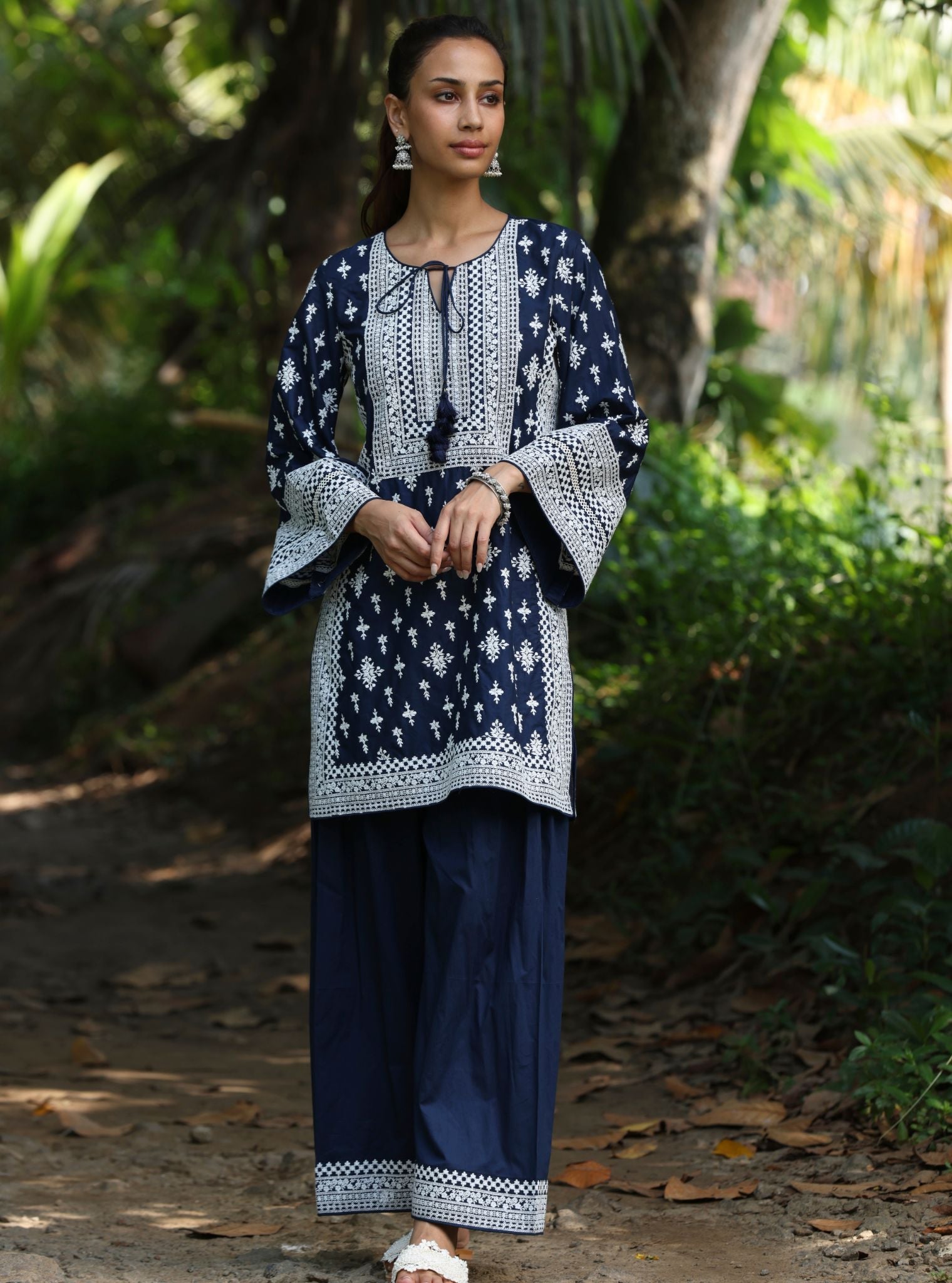 Mulmul Cotton Sree Navy Kurta With Mulmul Cotton Sree Navy Salwar