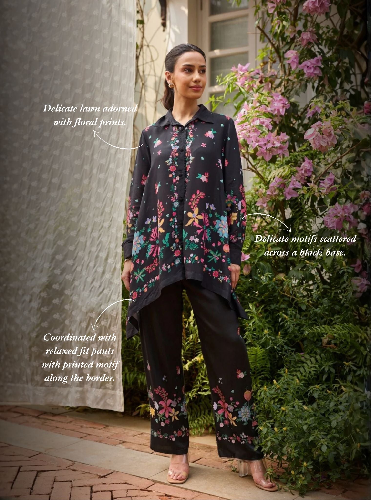 Adhvi Lawn Black Co-ord Set