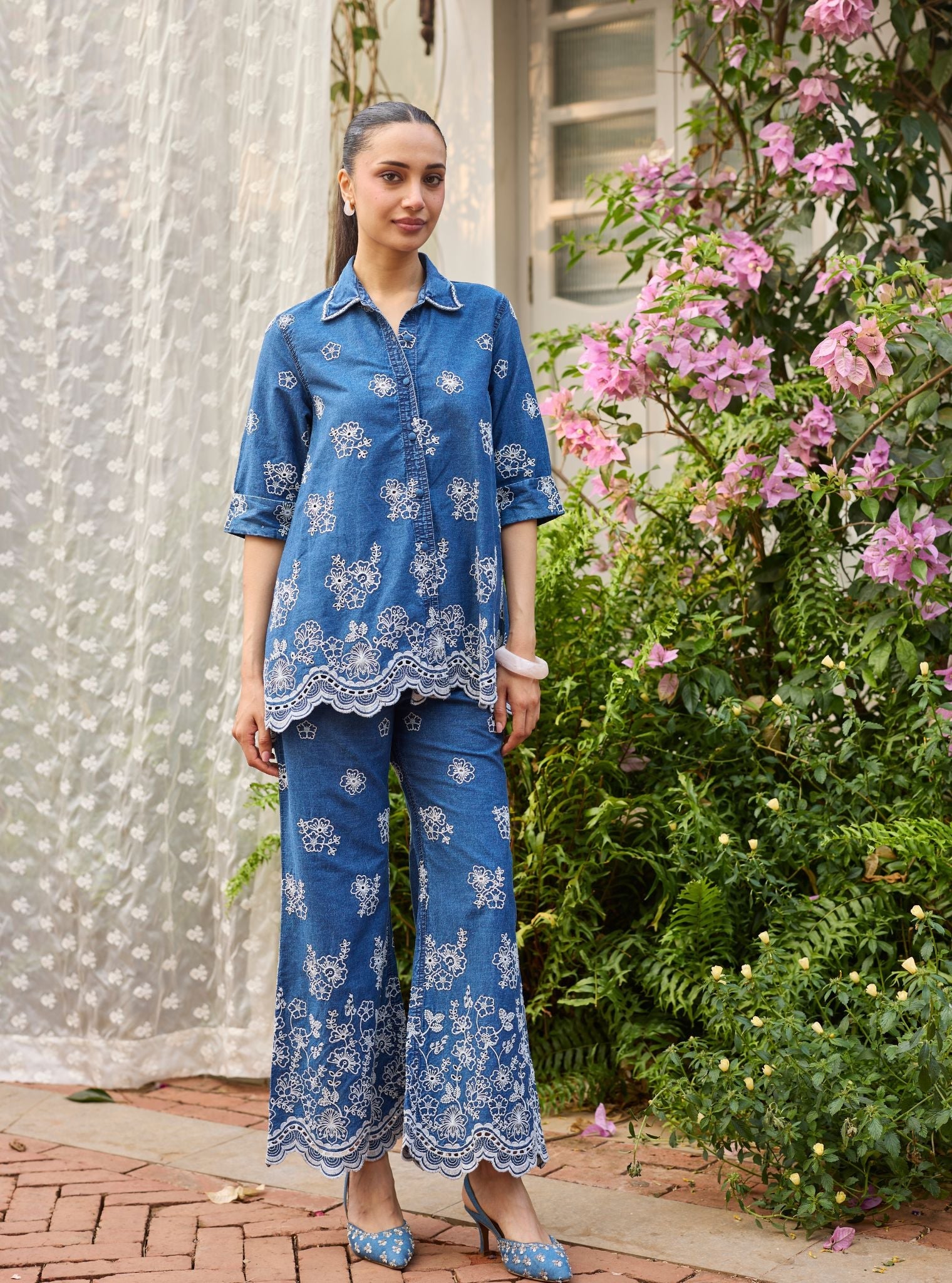 Omika Denim Shirt Set