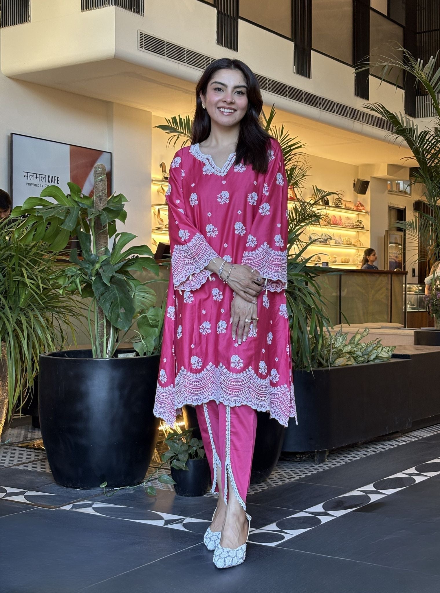 Hemangi Pima Satin Fuchsia Kurta Set
