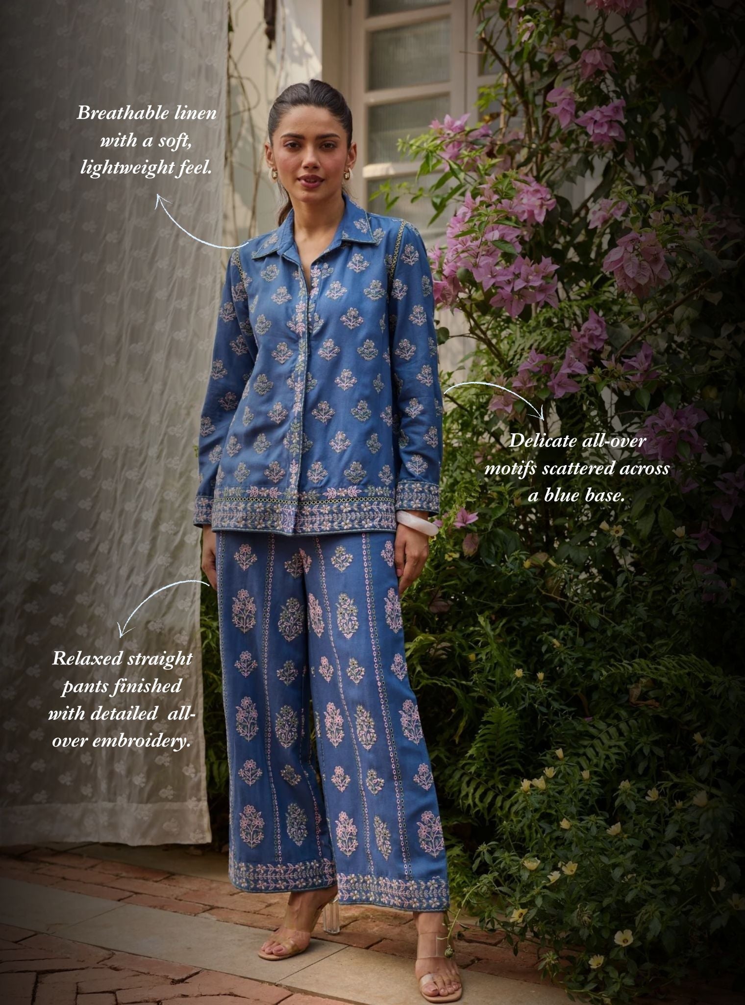 Vaani Linen Steel Blue Co-Ord Set