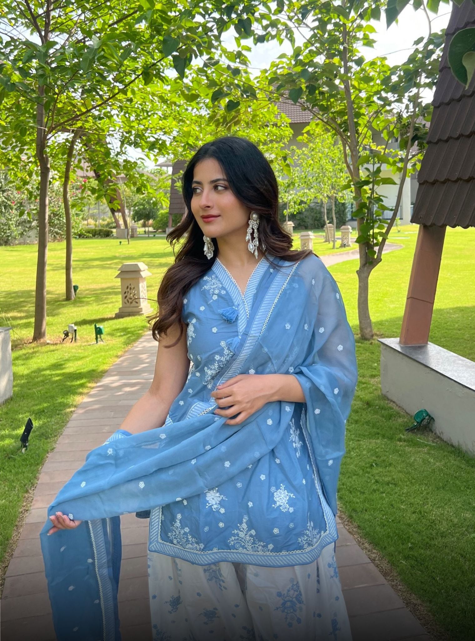 Liva Supima Cotton Steel Blue Kurta With Farshi Salwar