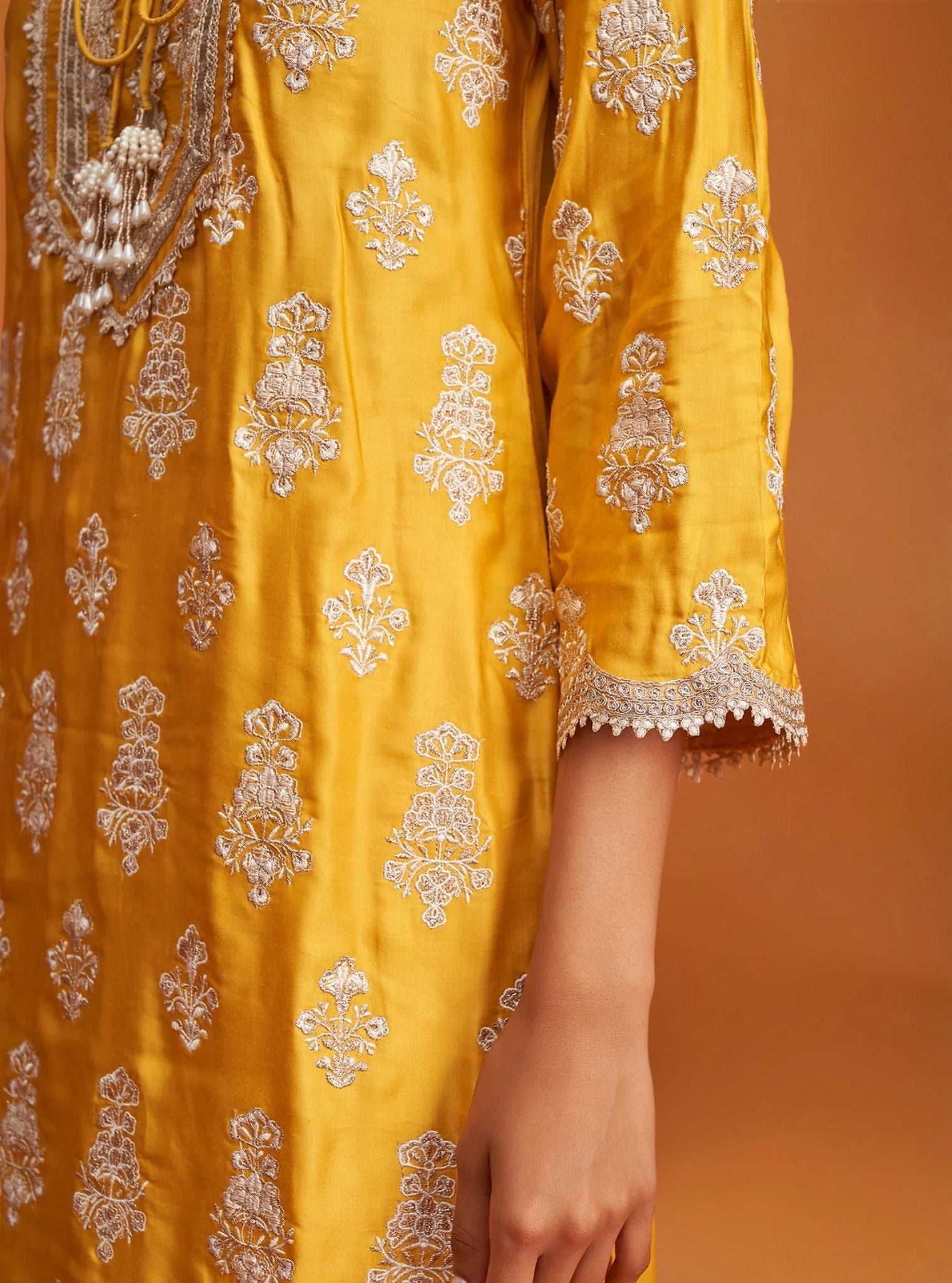 Alia Intira Cupro Satin Yellow Kurta Set