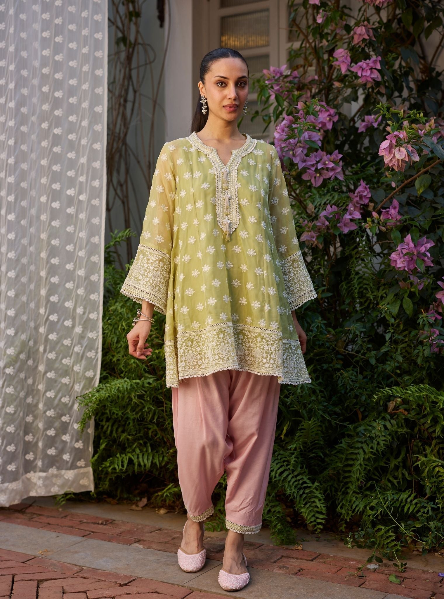 Taroa Organza Lime Kurta Set