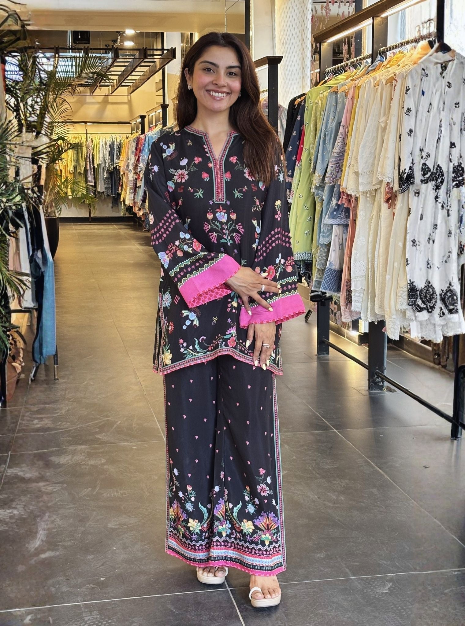Evara Lawn Printed Black Co-ord Set