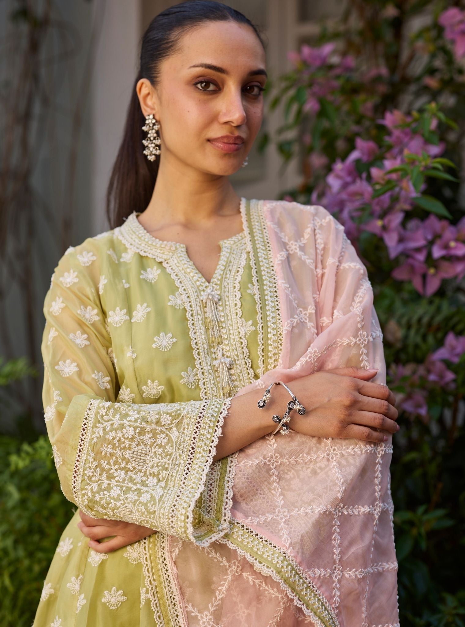 Taroa Organza Lime Kurta Set