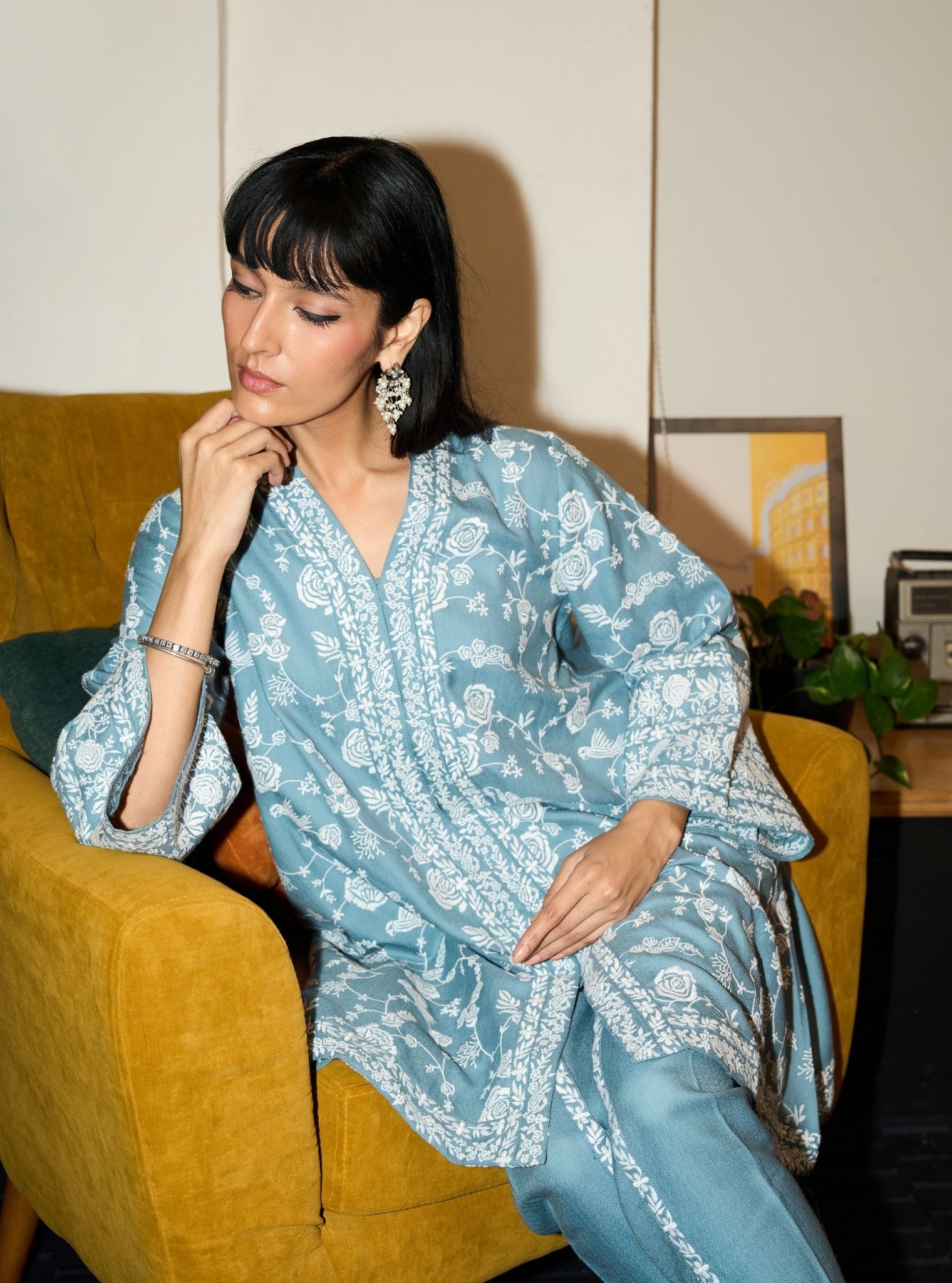 Greta Wool Light Blue Kurta Set
