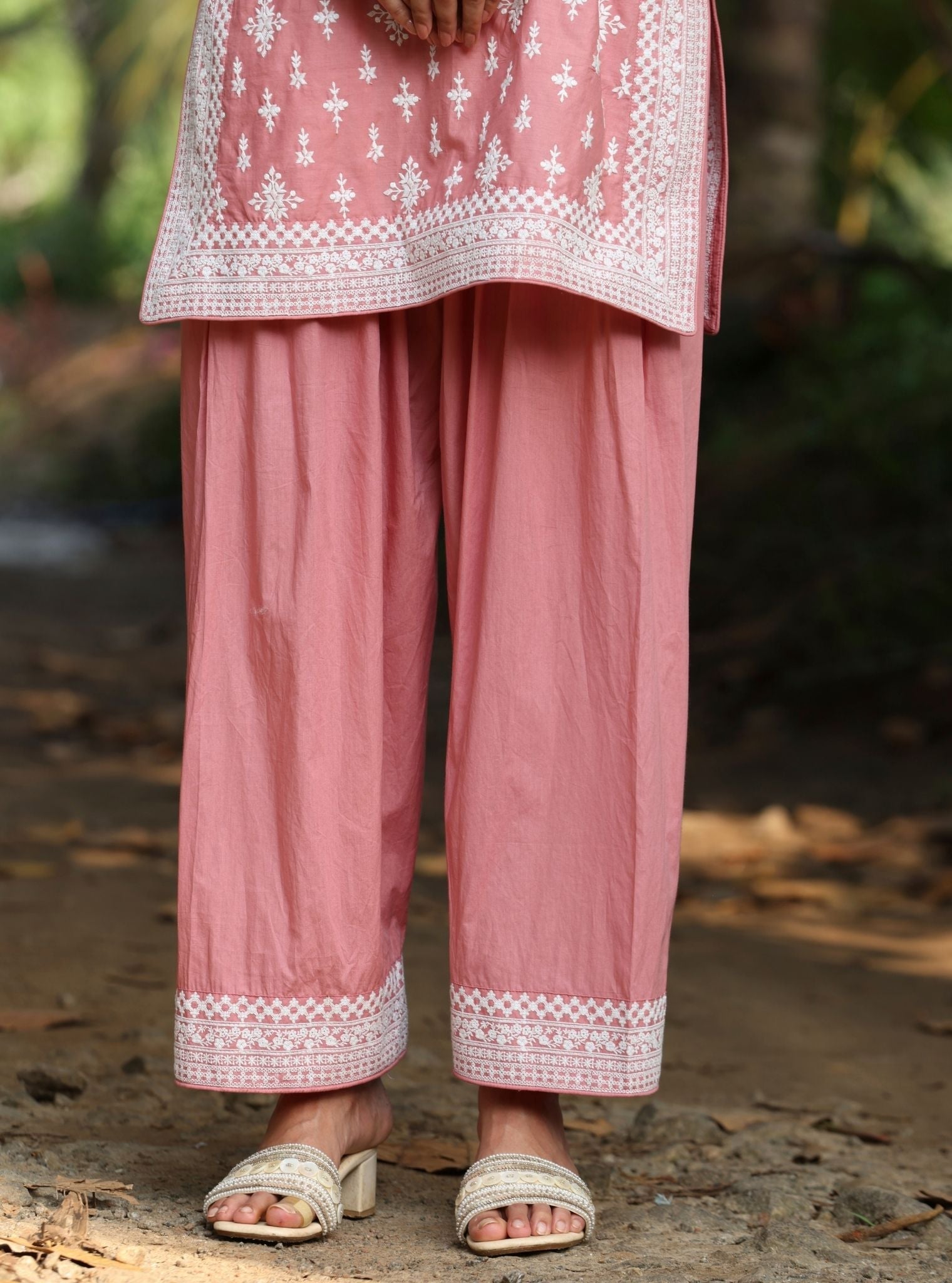 Sree Supima Cotton Salmon Pink Kurta With Farshi Salwar