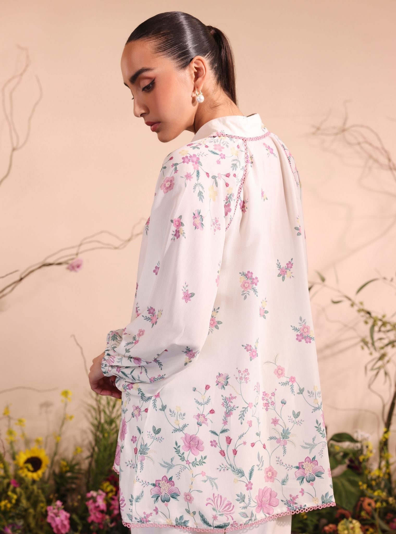 Mulmul Lawn Printed Vesper White Shirt