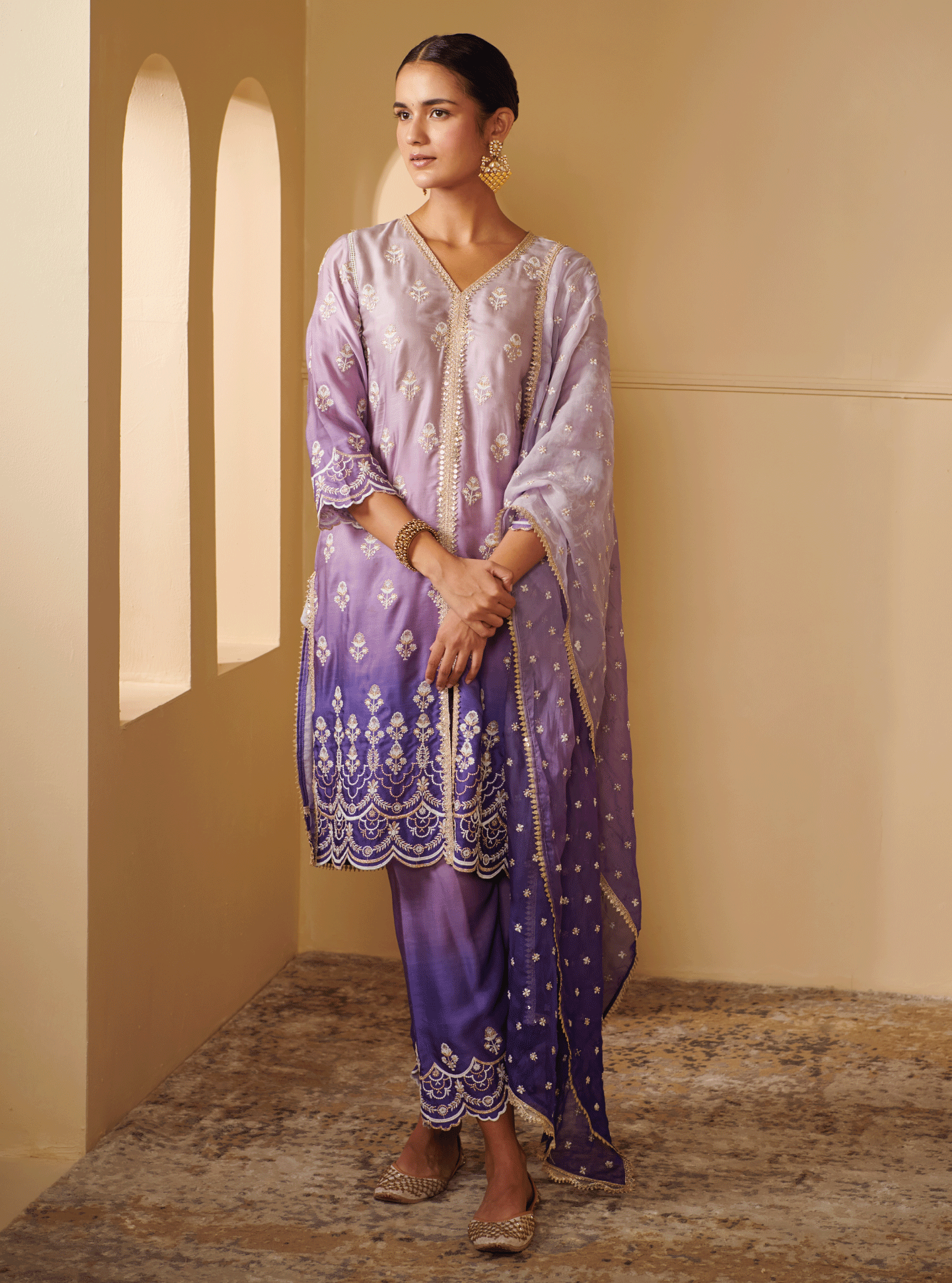 Mulmul Supima Cotton Enya Purple Dupatta