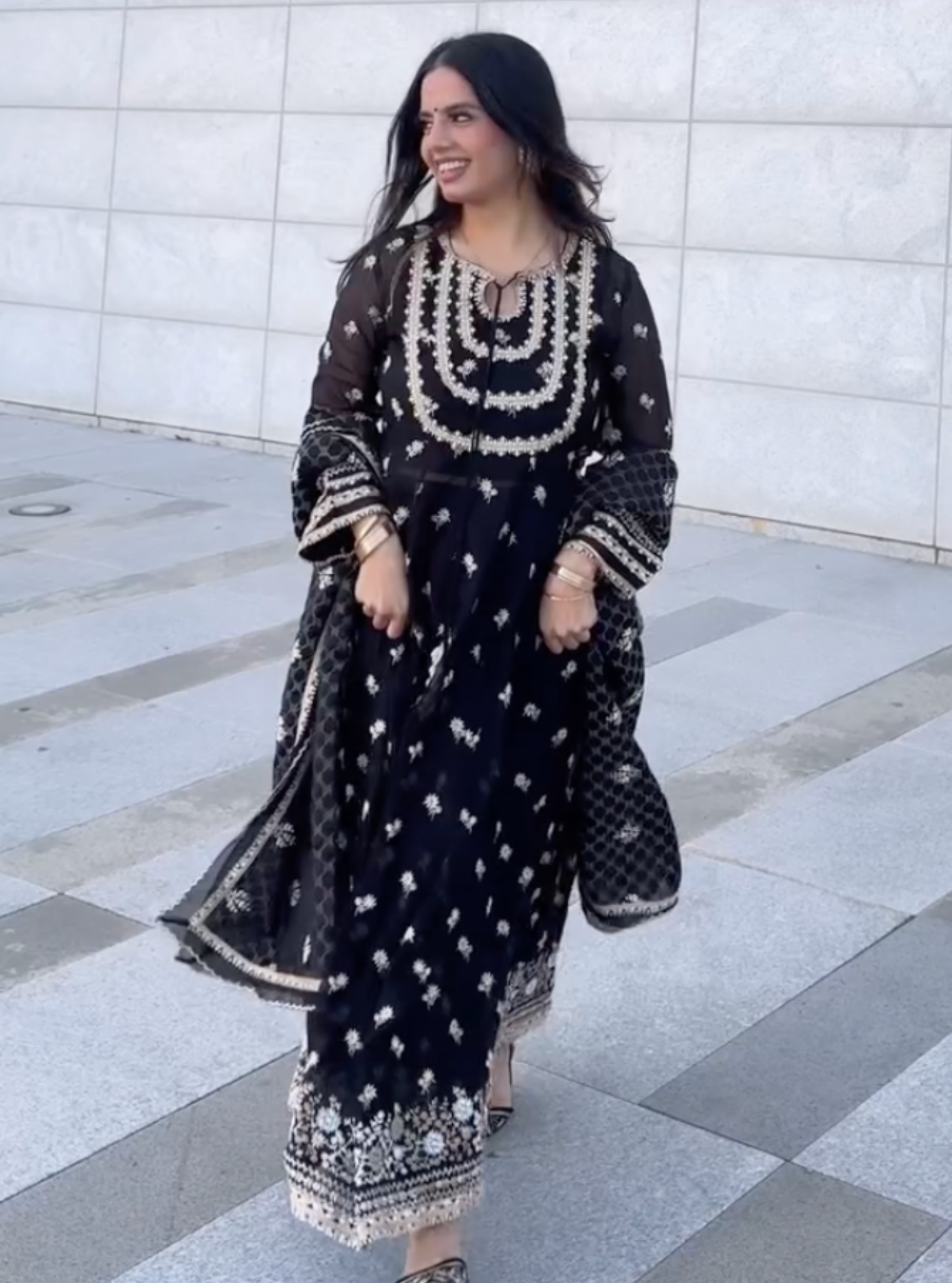 Sumalee Organza Black Anarkali Kurta Set