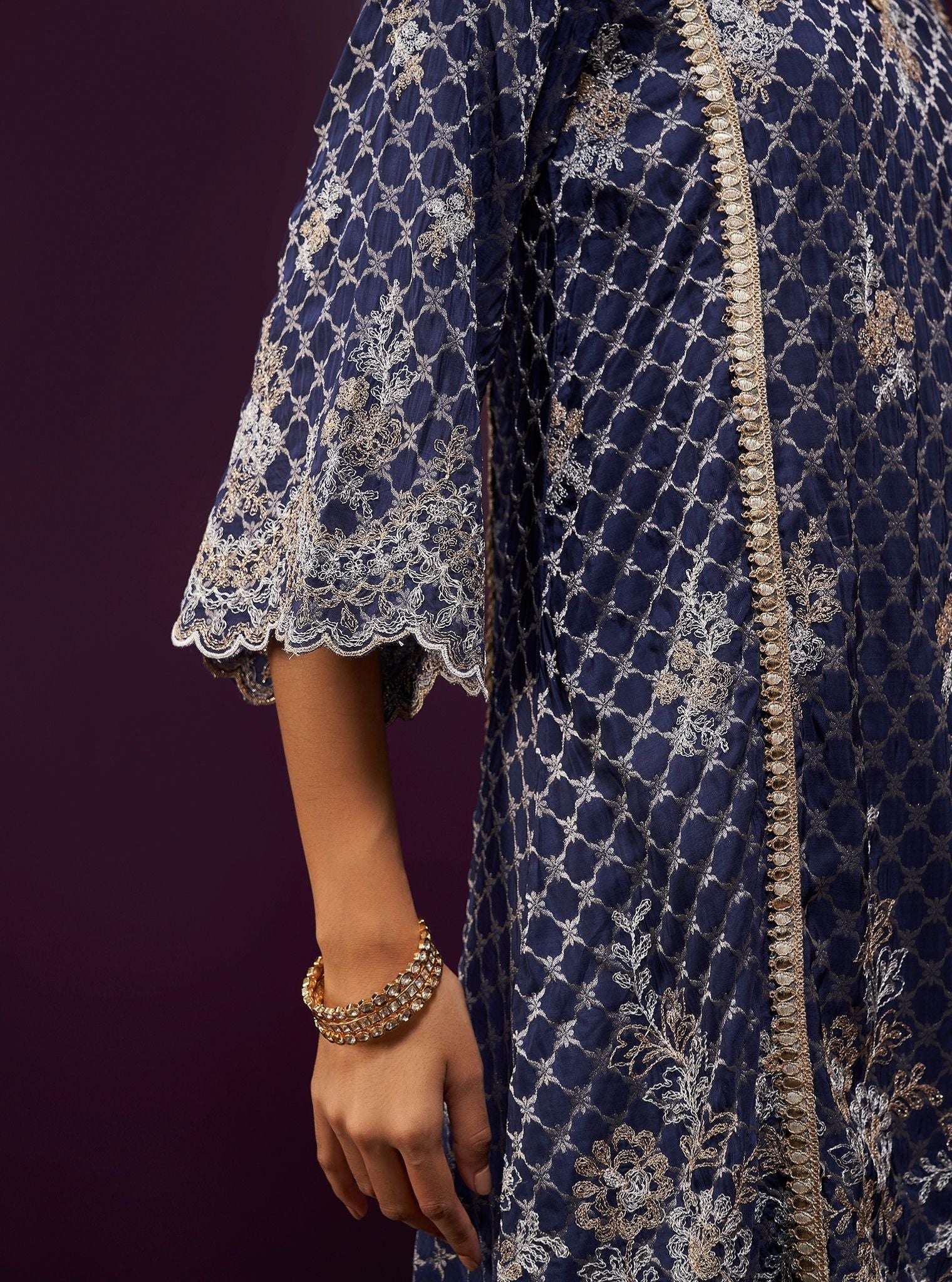 Giacinta Banarsi Navy Kurta Set
