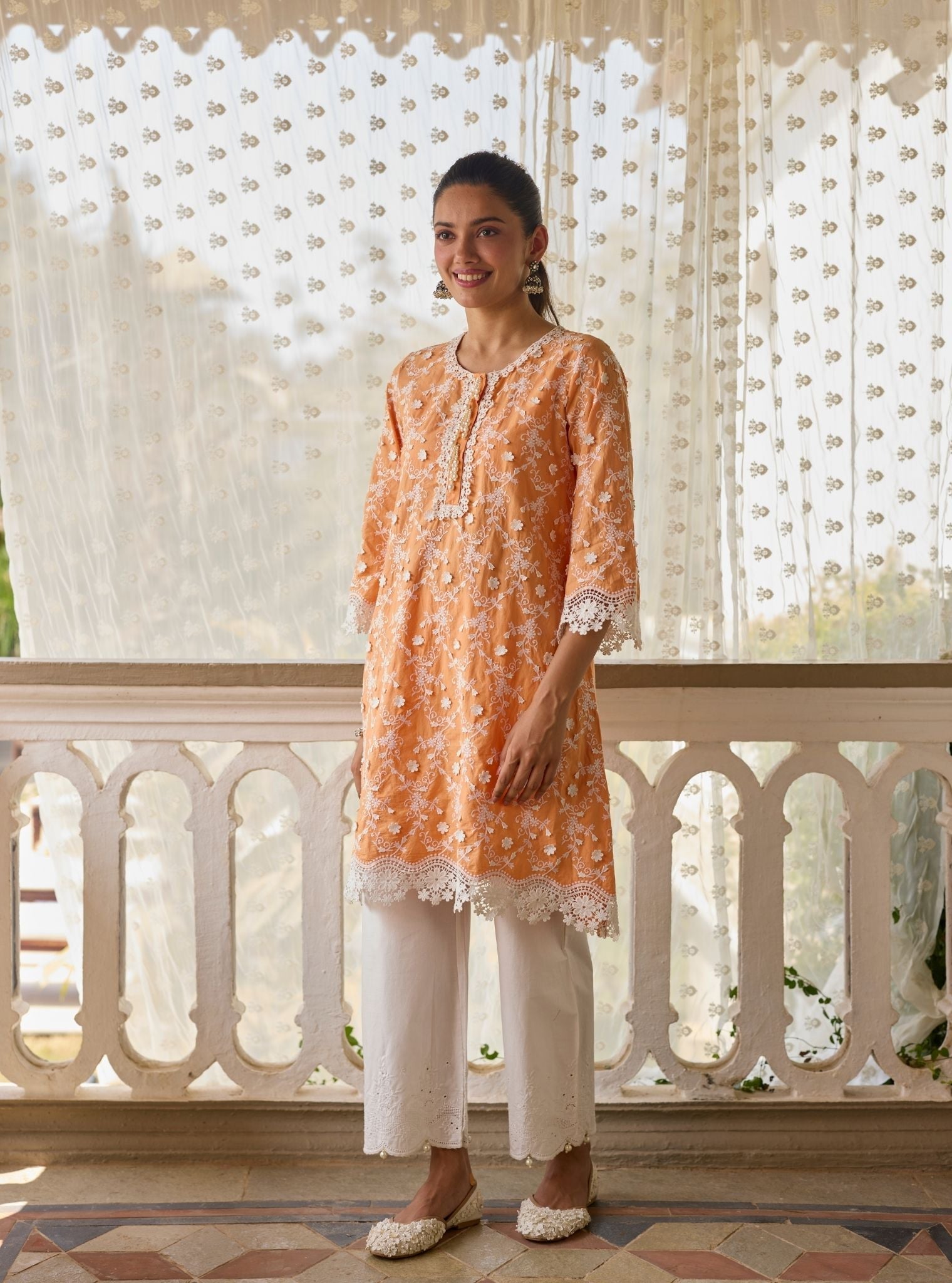 BayBreeze Supima Cotton Orange Kurta Set
