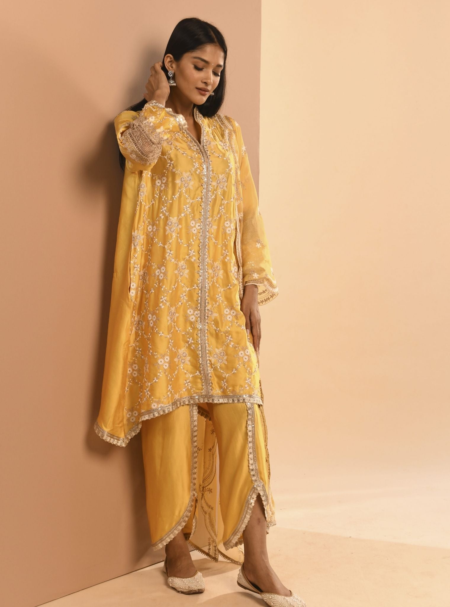 Mulmul Cupro Dvija Yellow Kurta