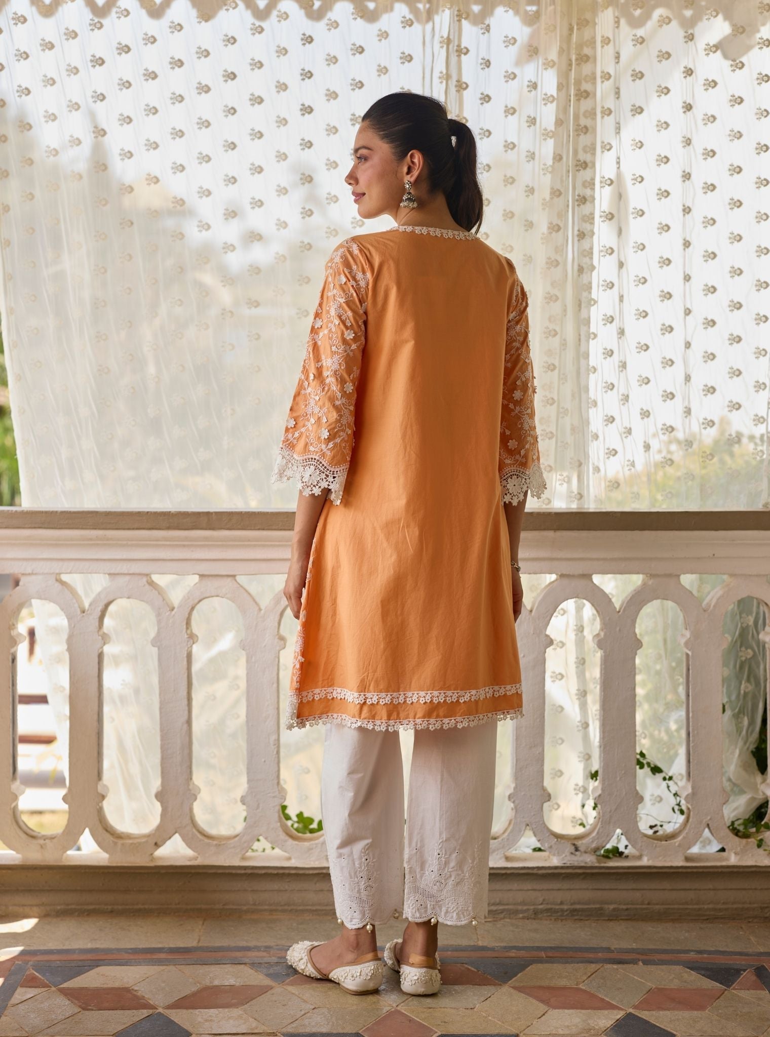 BayBreeze Supima Cotton Orange Kurta Set