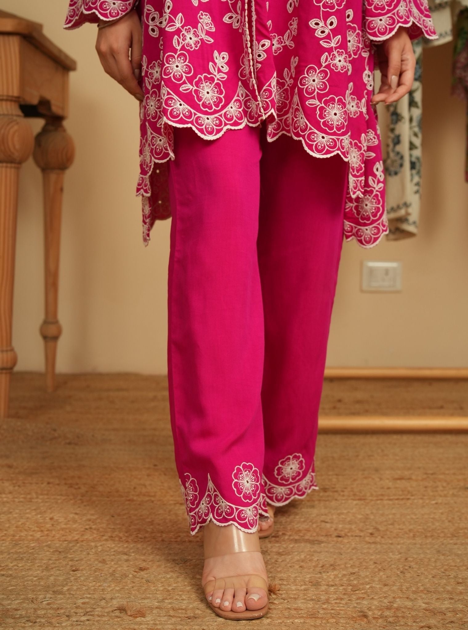 Mulmul Lawn Verena Fuschia Shirt With Mulmul Lawn Verena Fuschia Pant