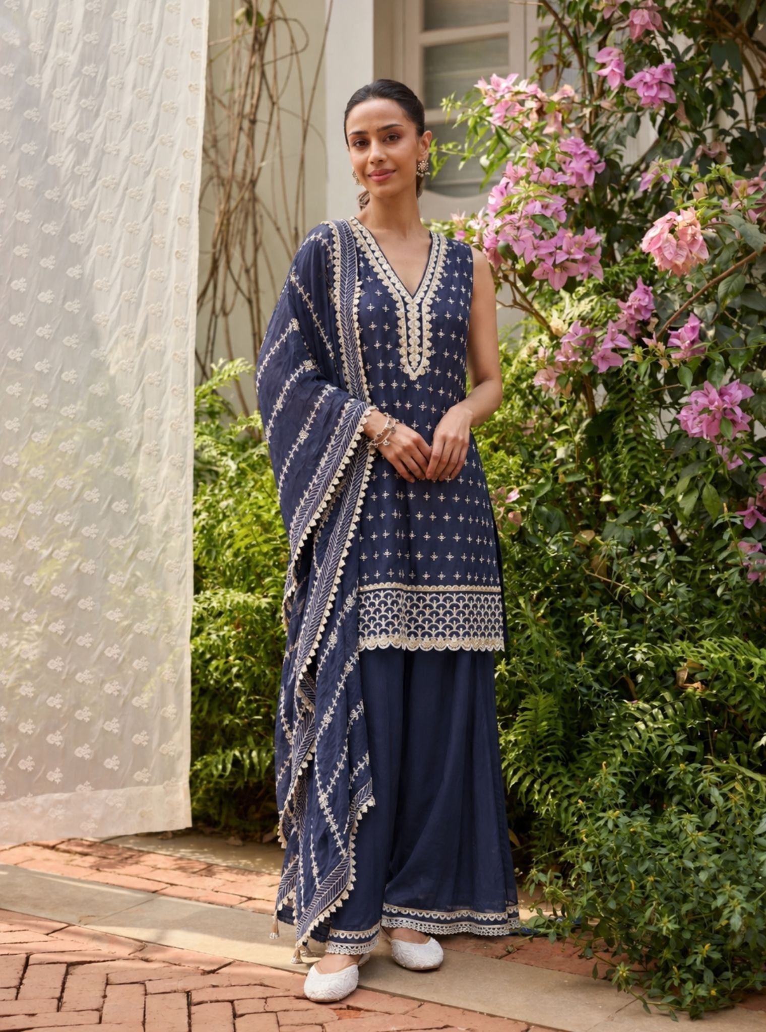 Sangli Supima Cotton Navy Kurta Set
