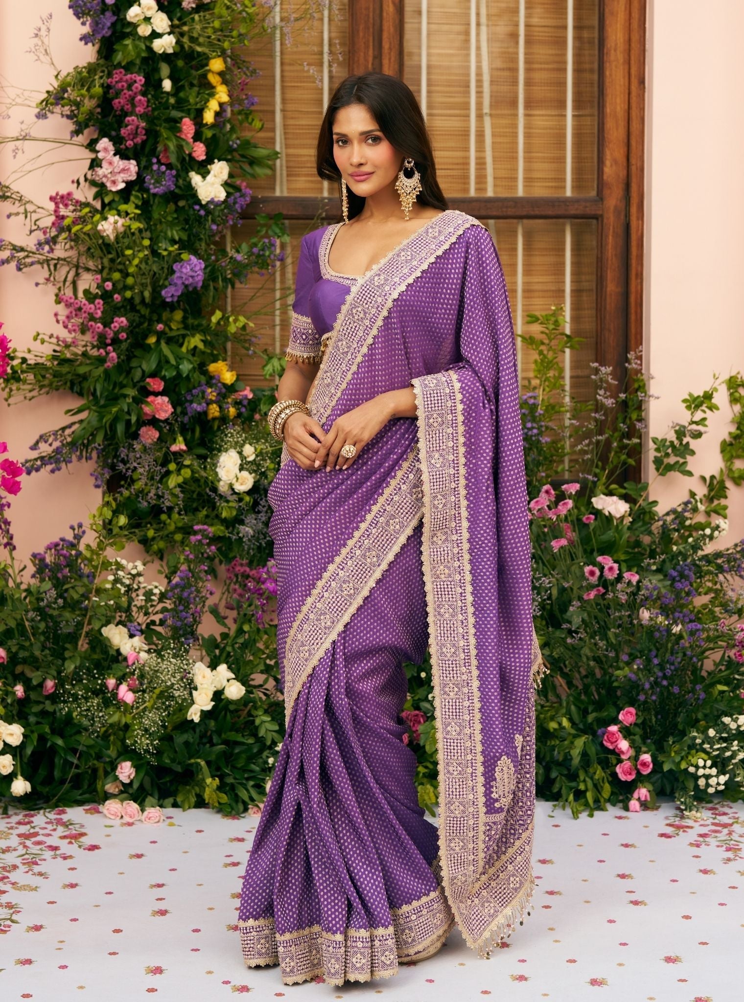 Pankhuri Banarsi Purple Saree