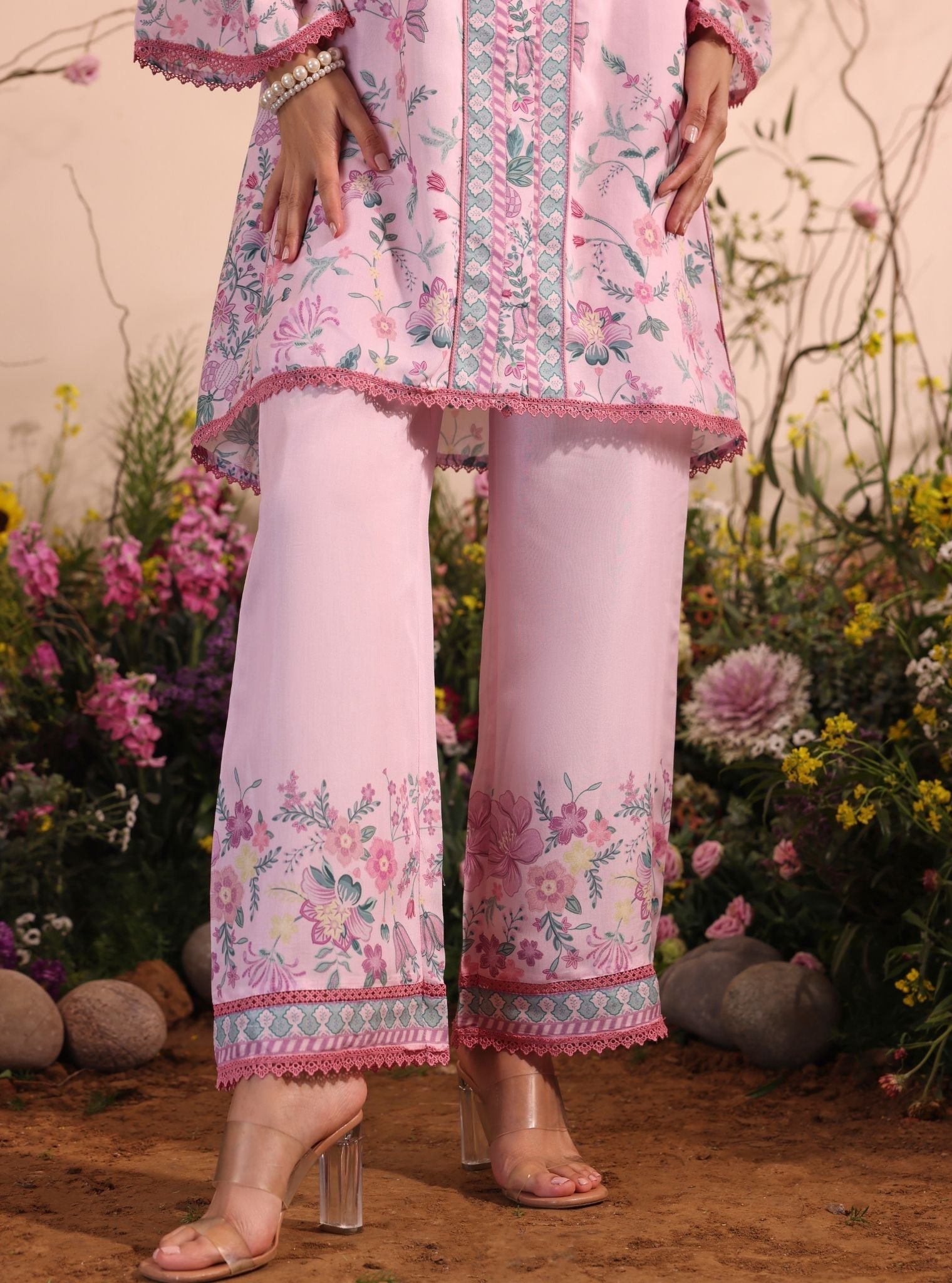 Niamh Lawn Printed Pink Co-ord Set