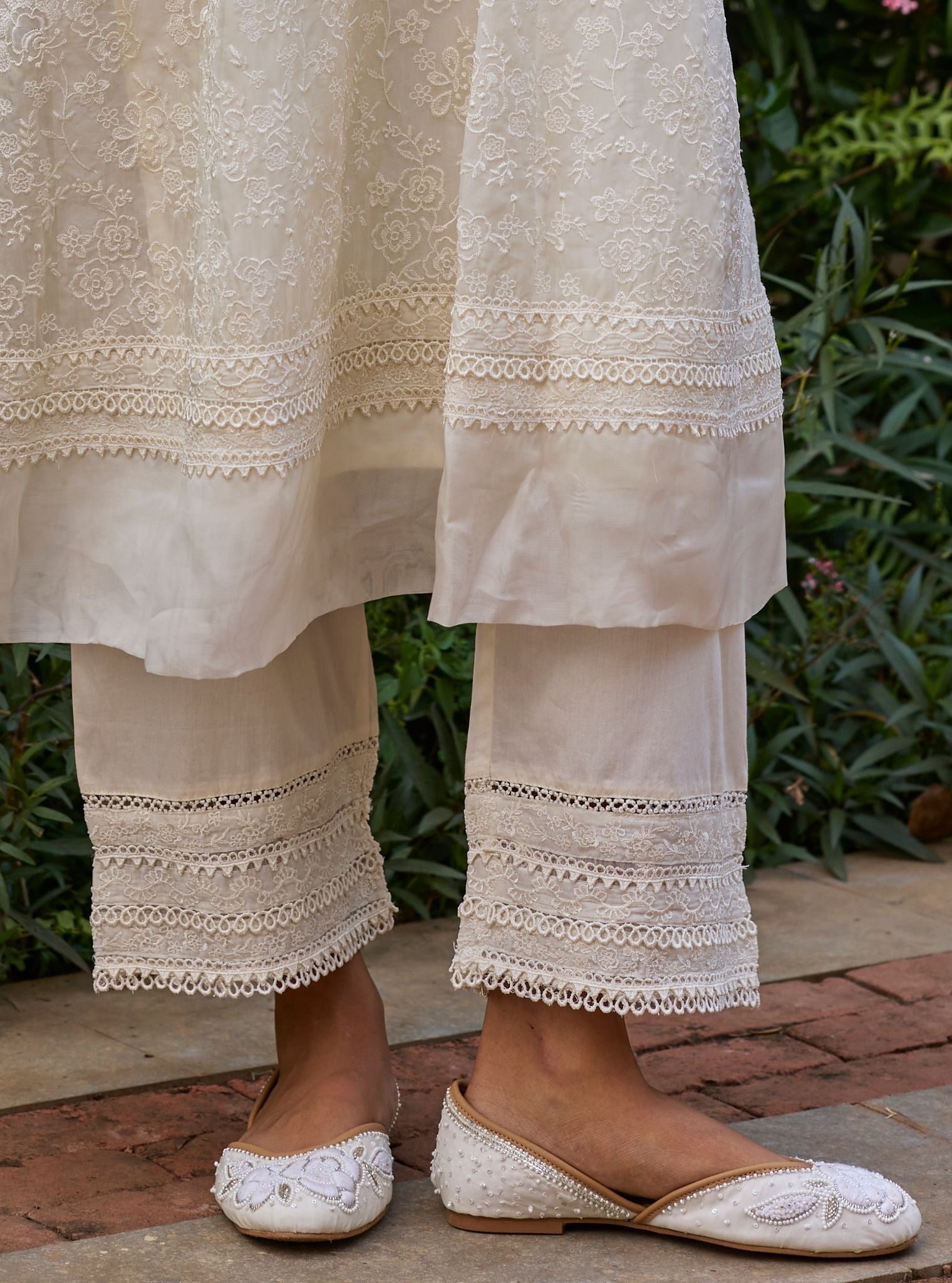 Karoa Organza Off White Anarkali Set