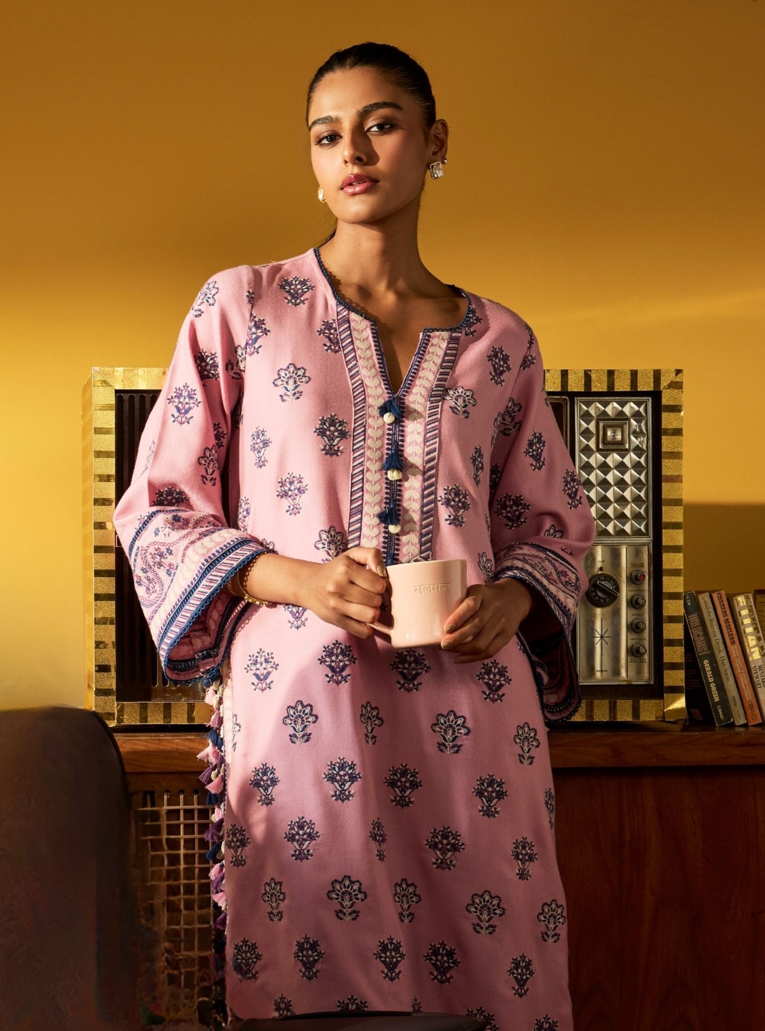 Ophel Wool Pink Kurta Set